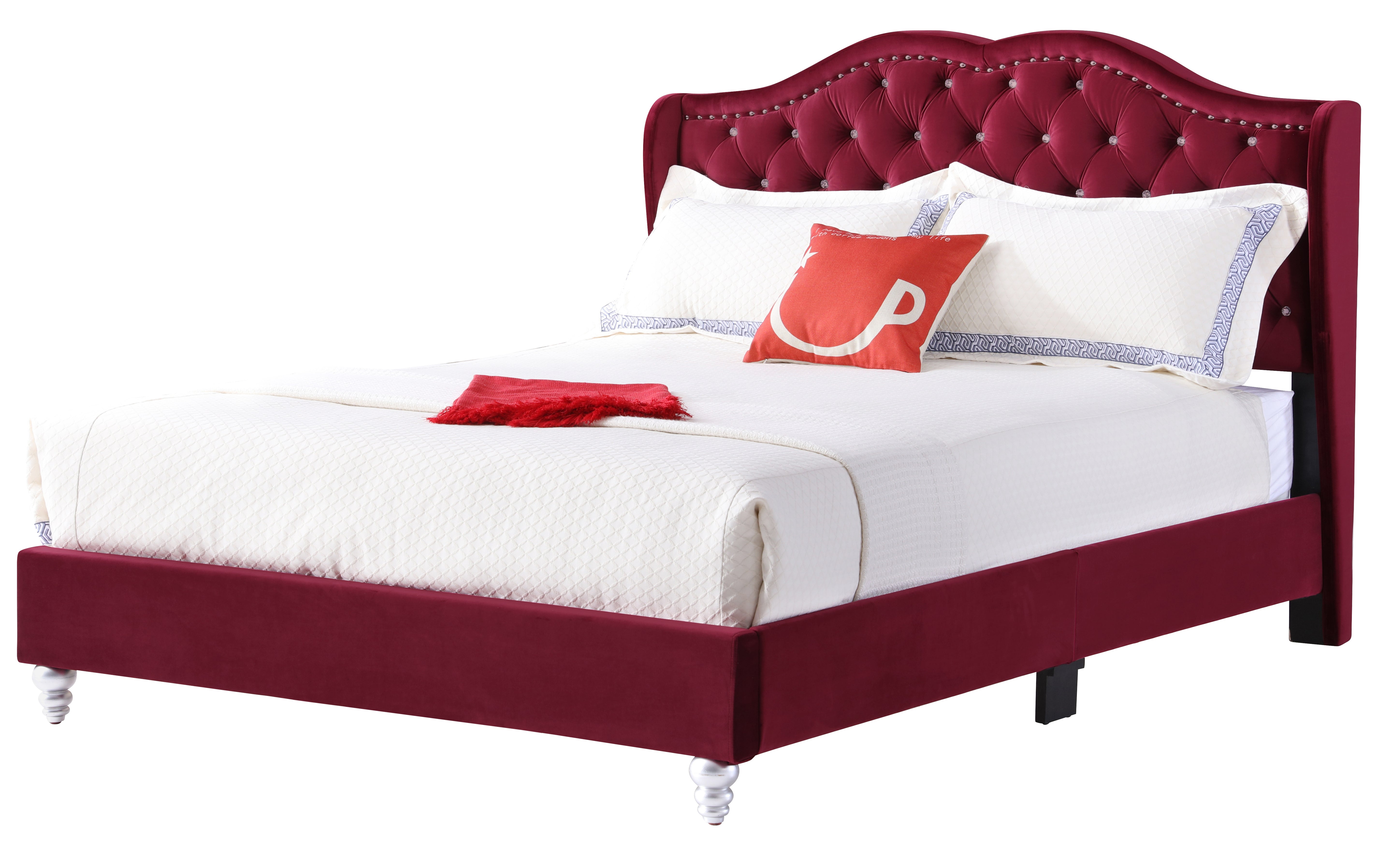 Glory Furniture Joy G1933-KB-UP King Upholstered Bed , CHERRY