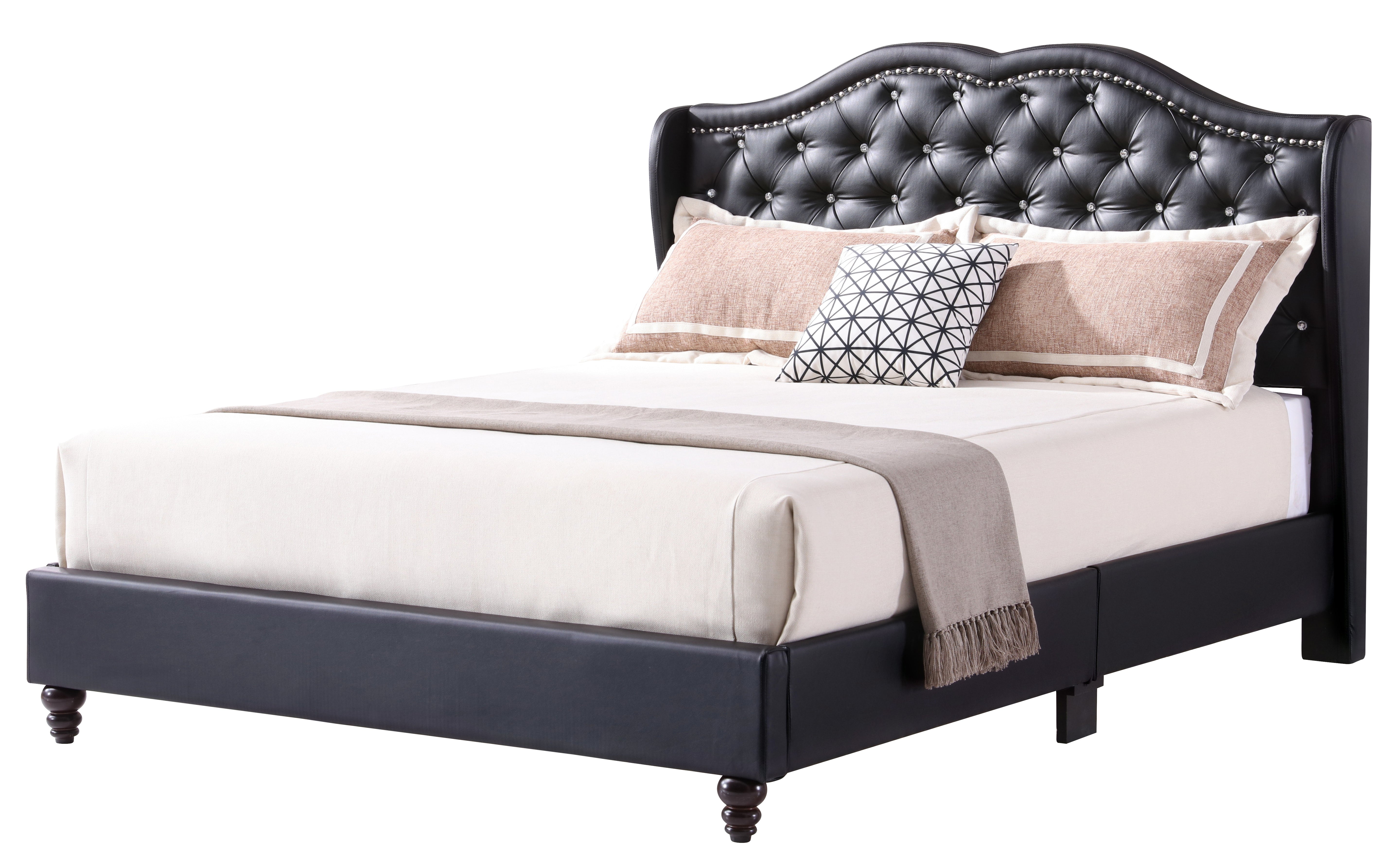 Glory Furniture Joy G1927-QB-UP Queen Upholstered Bed , BLACK