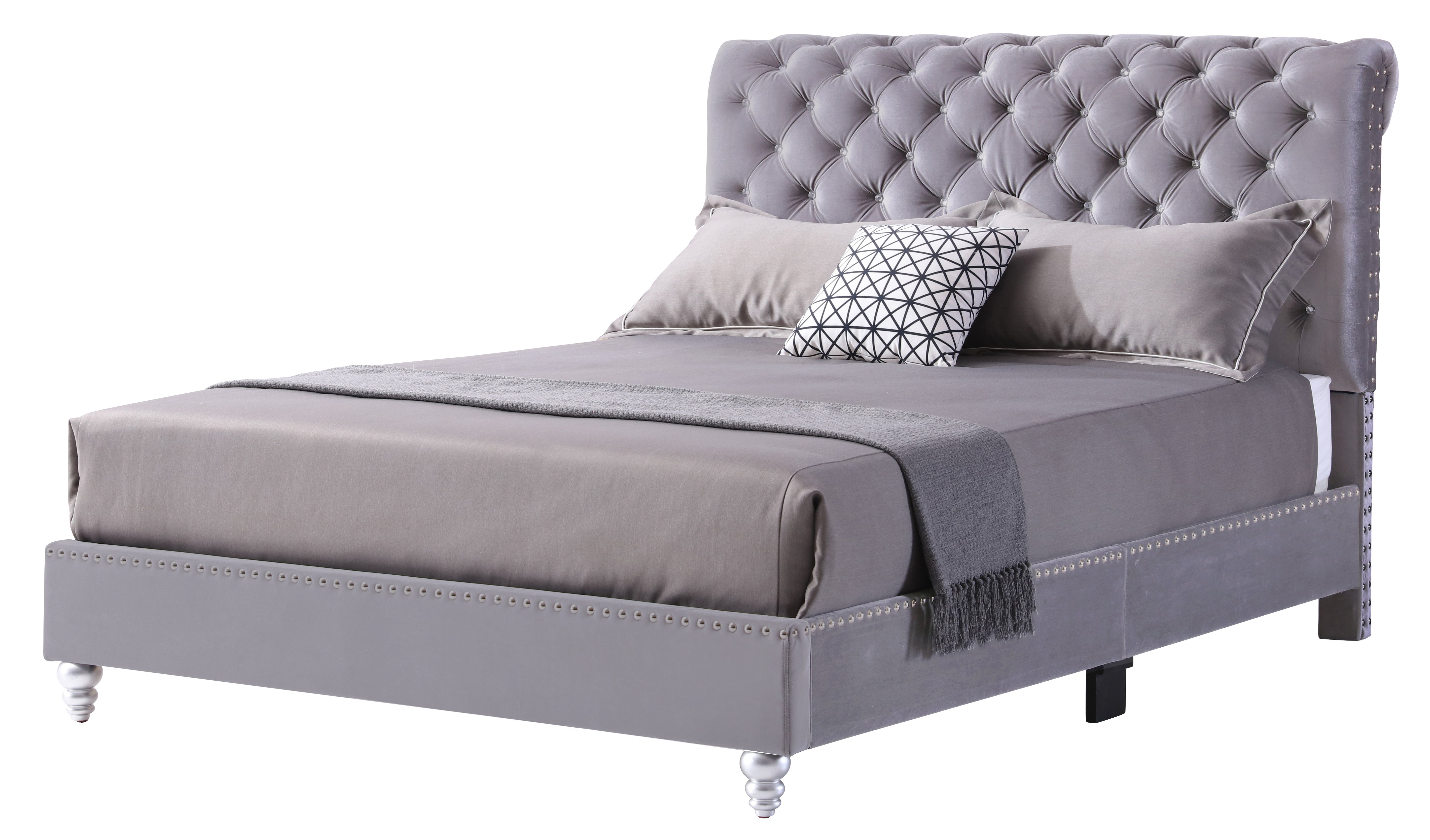 Glory Furniture Maxx G1940-QB-UP Tufted Upholstered Bed , GRAY