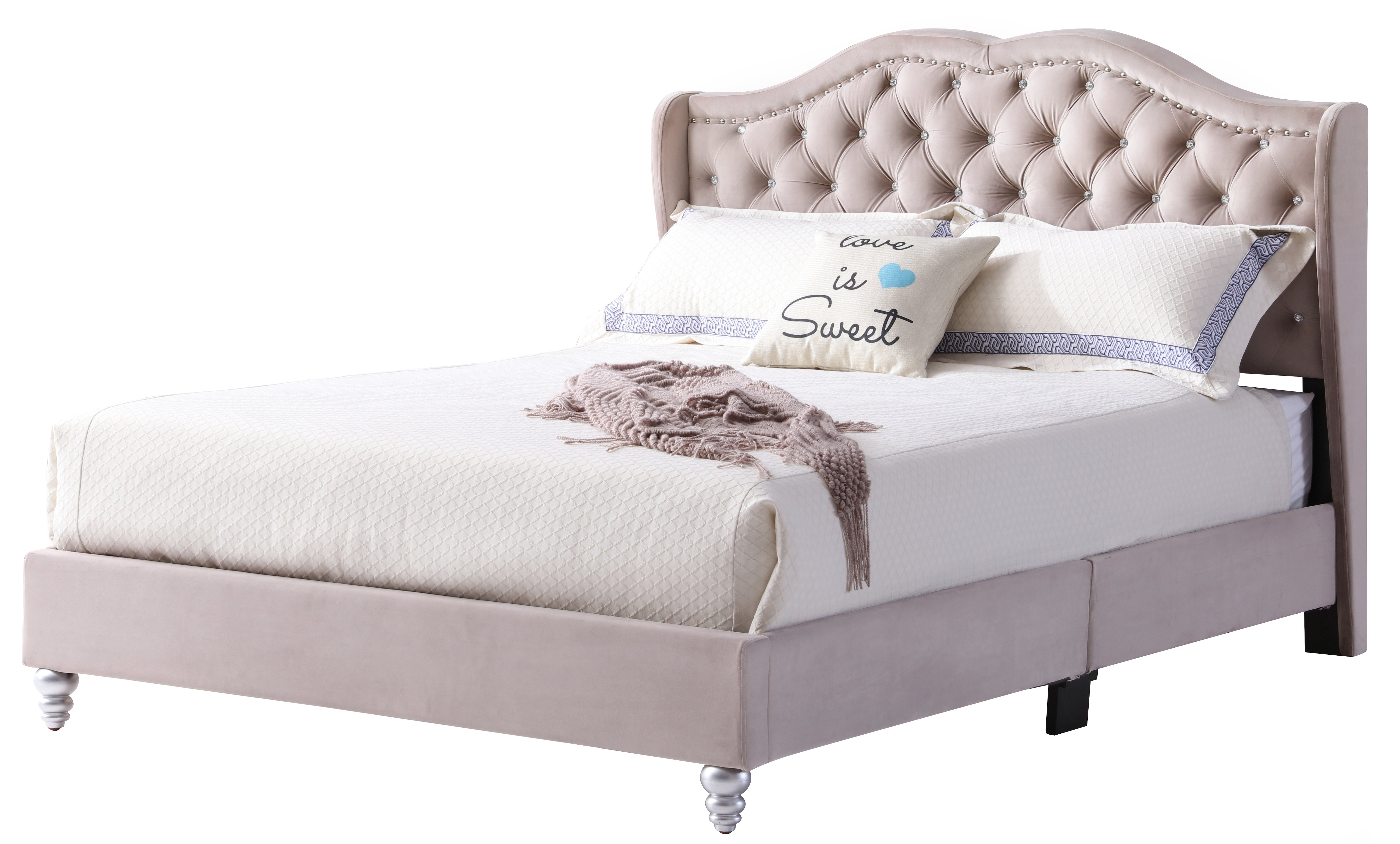 Glory Furniture Joy G1935-QB-UP Queen Upholstered Bed , BEIGE