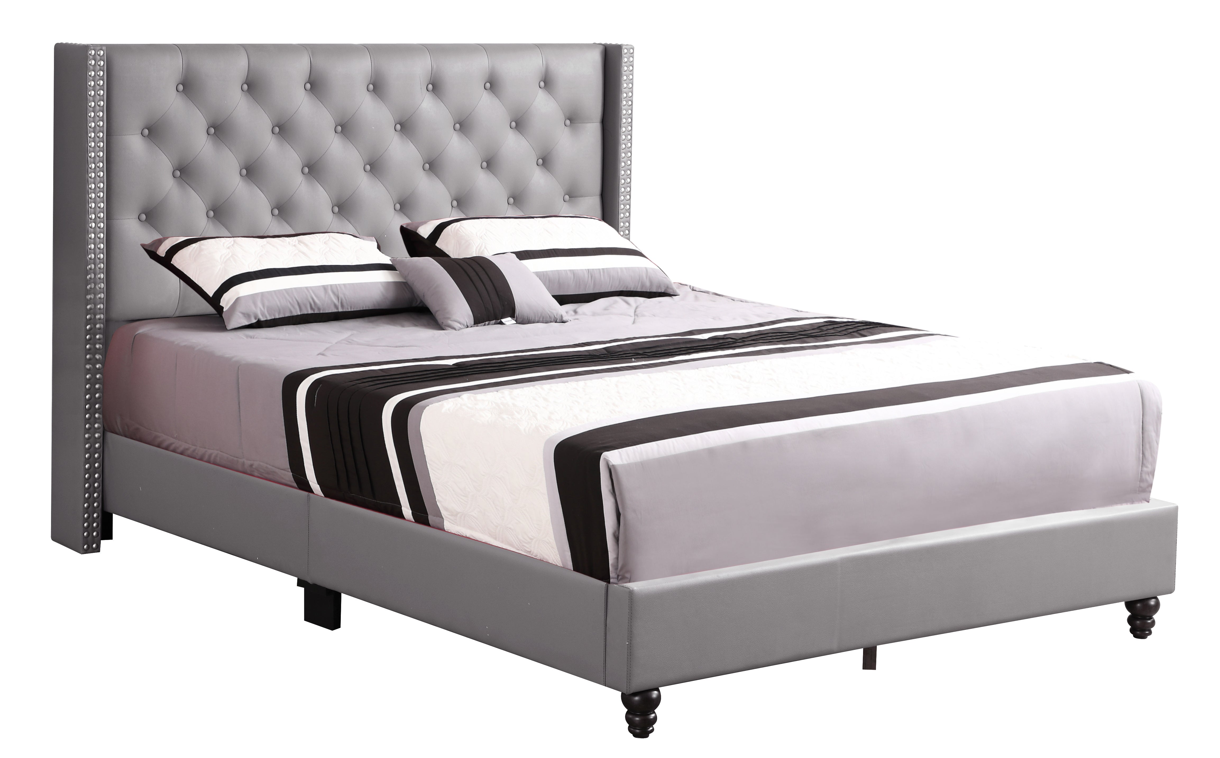 Glory Furniture Julie G1912-QB-UP Queen Upholstered Bed , LIGHT GREY