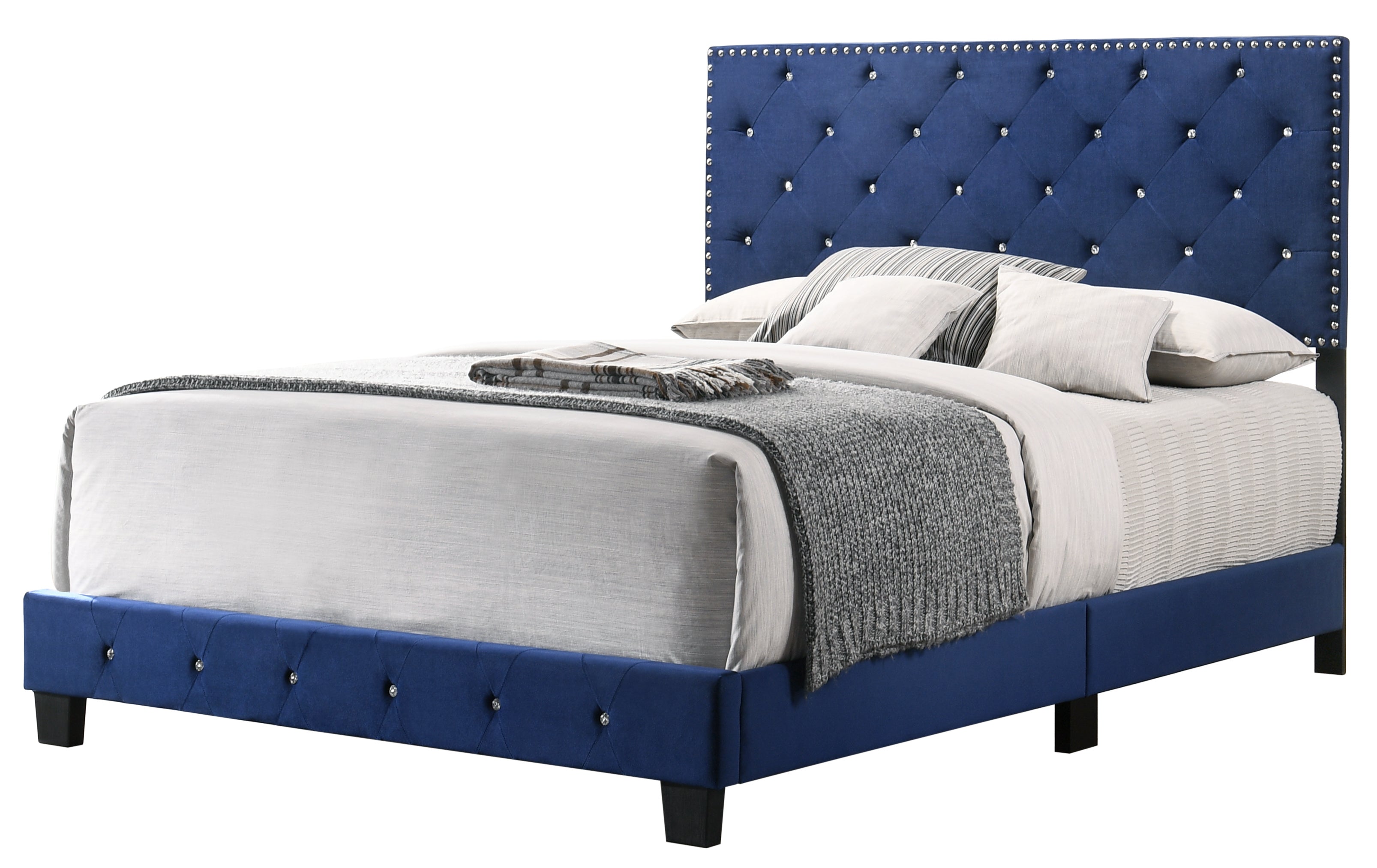 Glory Furniture Suffolk G1405-QB-UP Queen Bed , NAVY BLUE