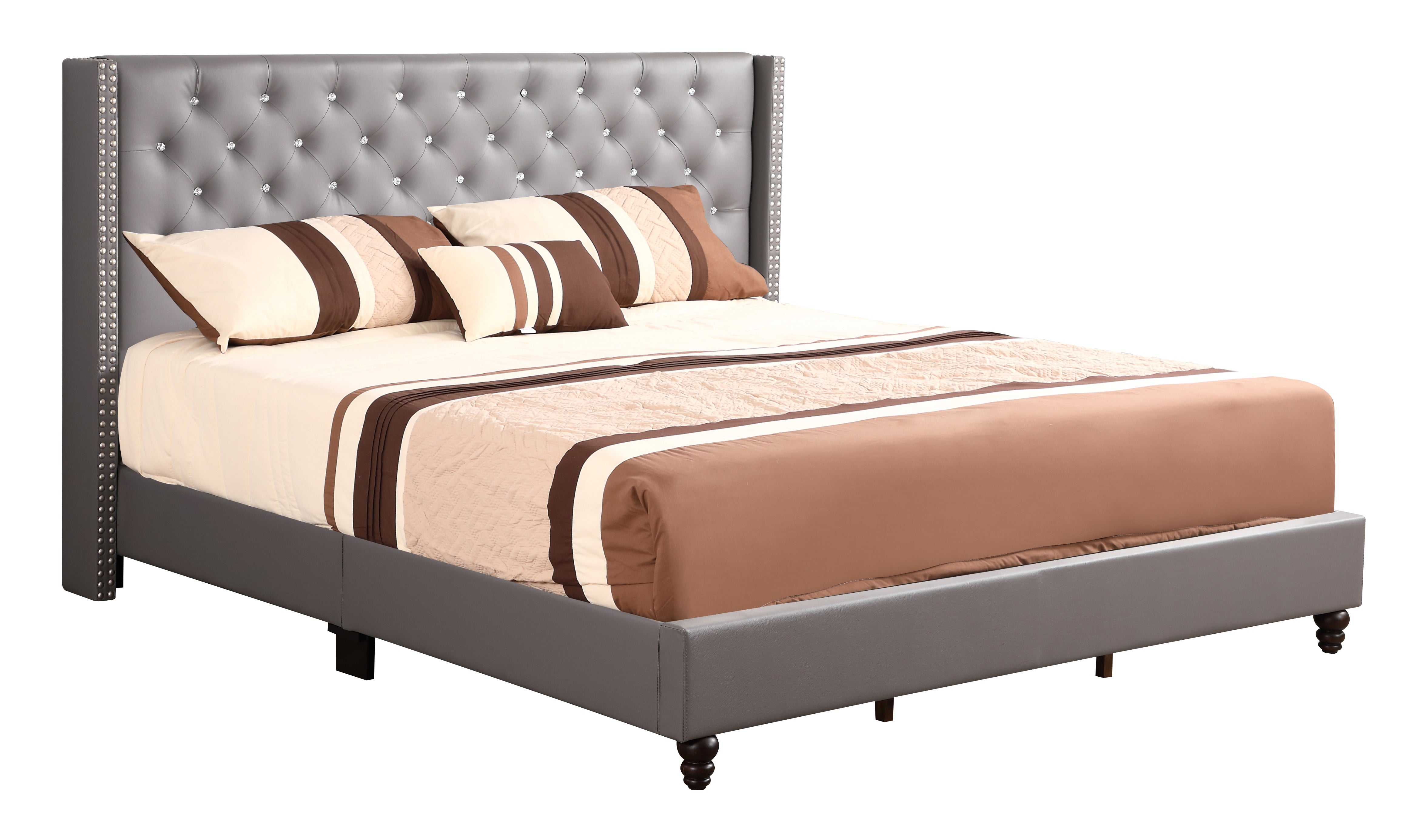 Glory Furniture Julie G1912-KB-UP King Upholstered Bed , LIGHT GREY