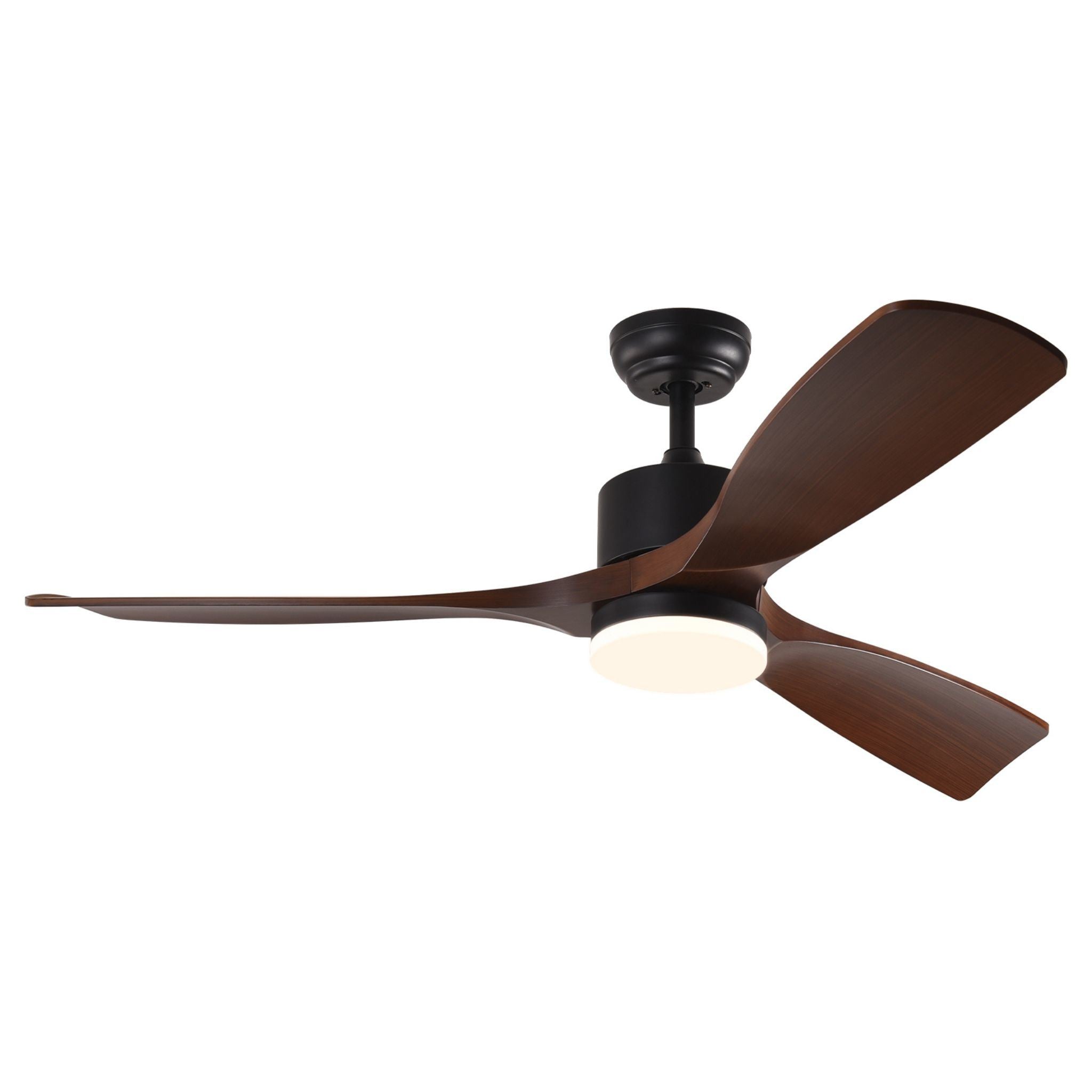 52 Inch Downrod Ceiling Fans with Lights and Remote Control, Modern Outdoor Indoor 3 Blades LED Lights Smart Ceiling Fans for Bedroom, Living Room, and Patios (Brown)