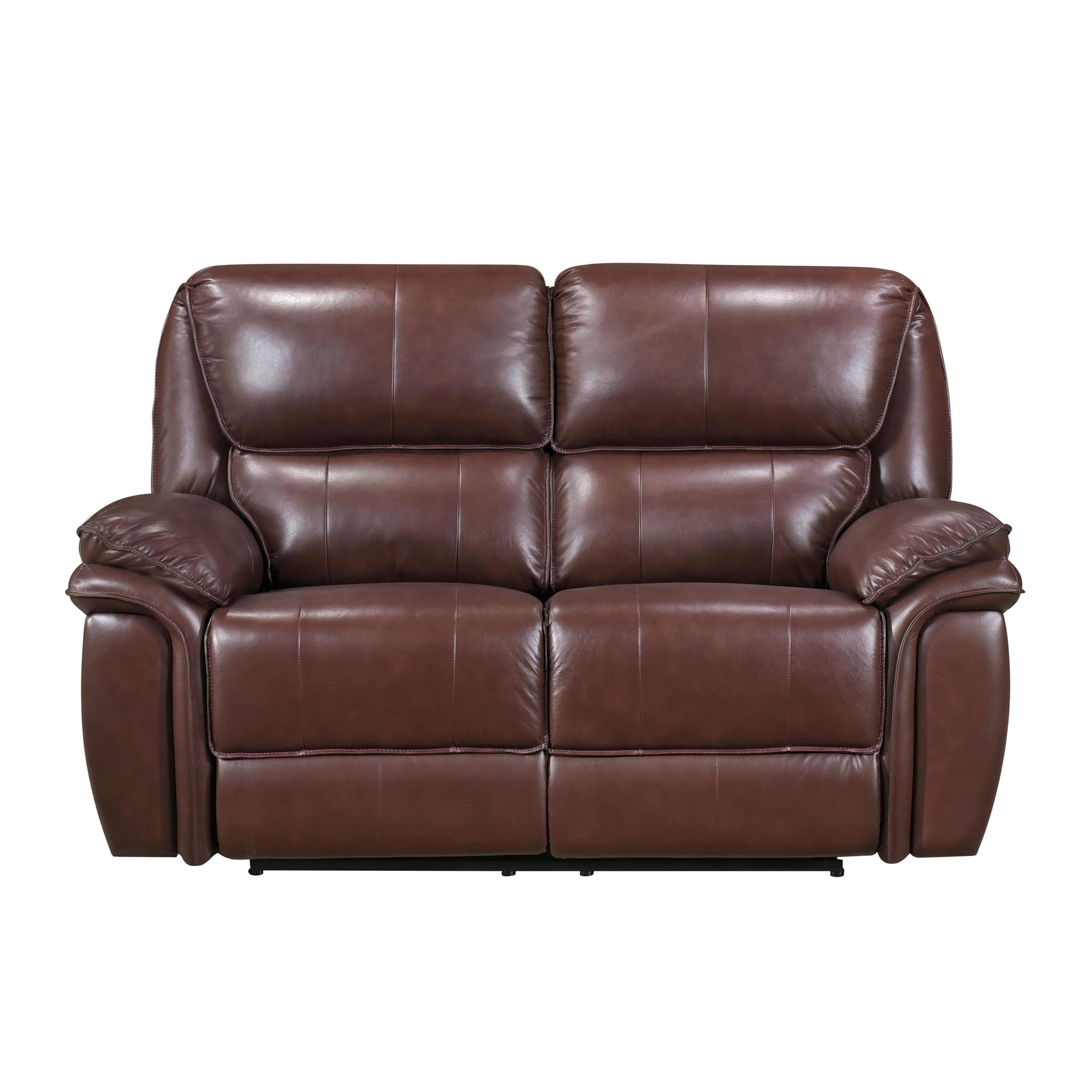 Double Reclining Loveseat Brown Leather Luxurious Comfort Style Living Room Furniture 1pc