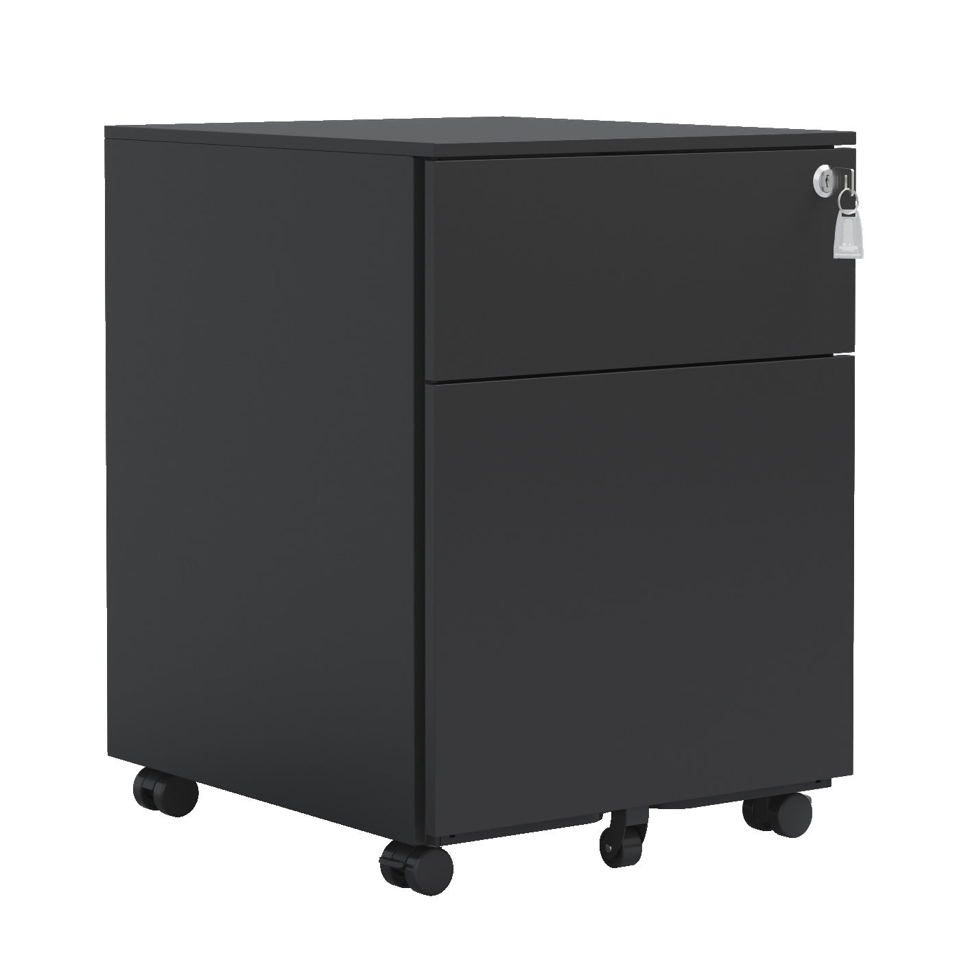 2 Drawer Mobile File Cabinet with Lock Steel File Cabinet for Legal/Letter/A4/F4 Size, Fully Assembled Include Wheels, Home/ Office Design, Black