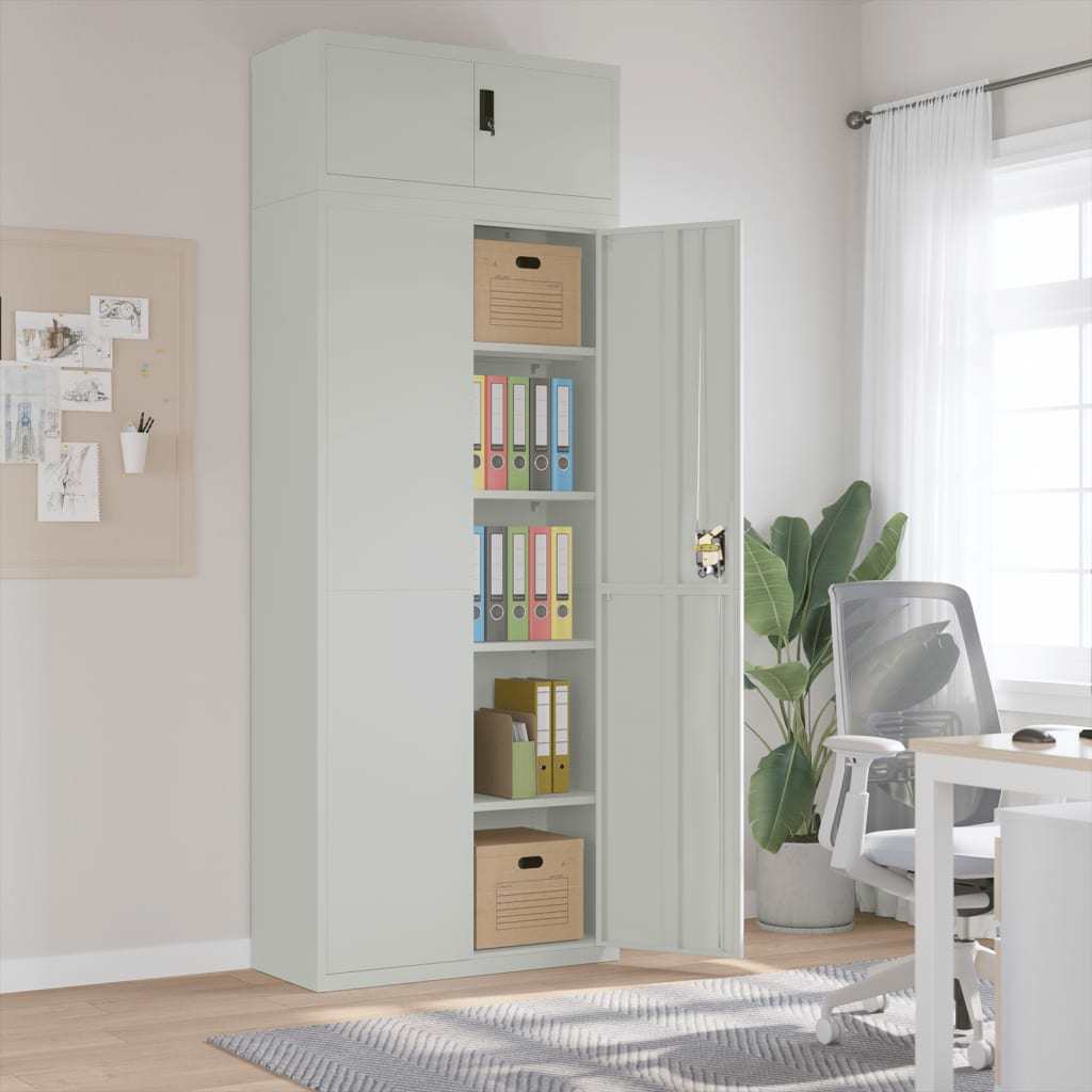 File Cabinet Light Gray 35.4"x15.7"x94.5" Steel