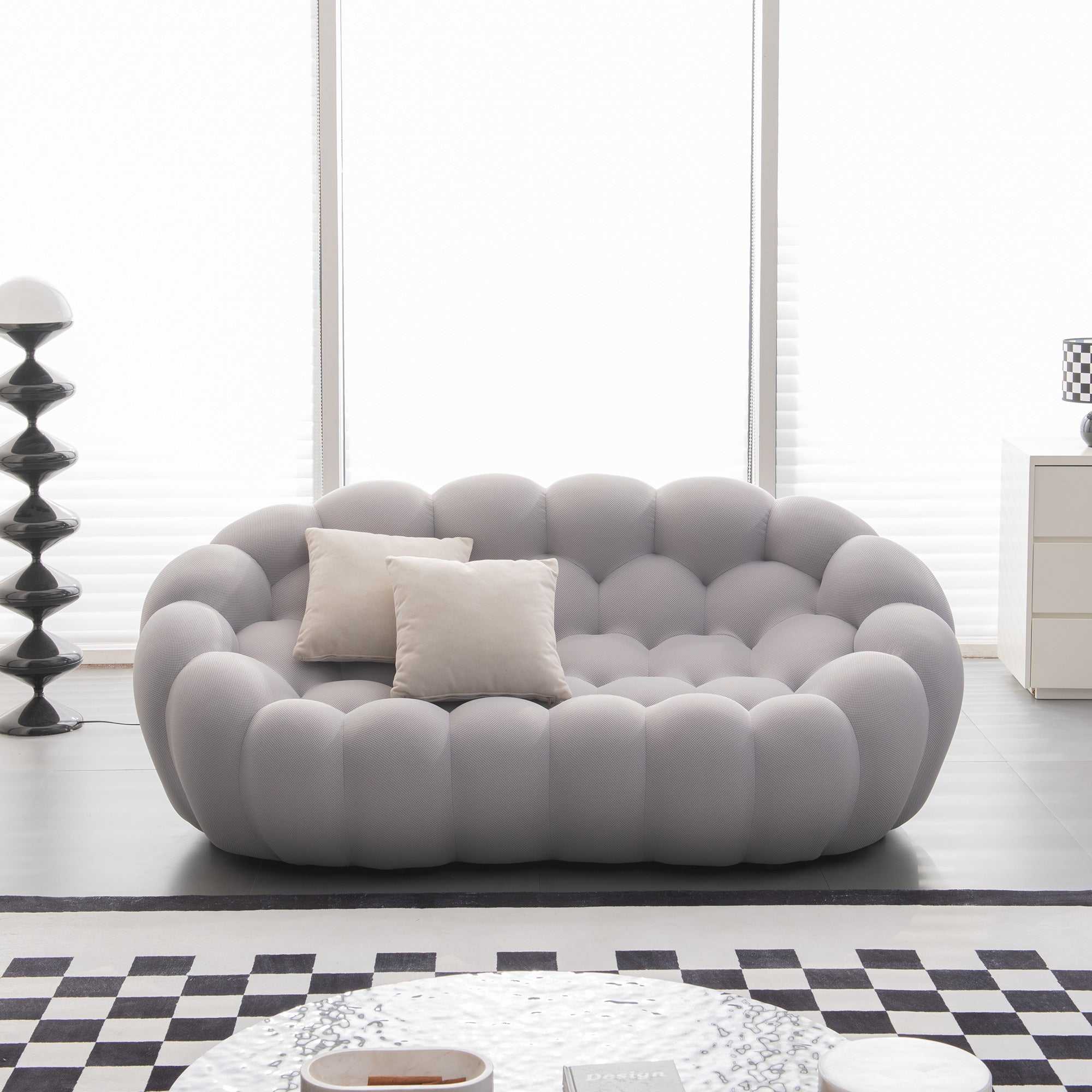 [VIDEO provided]74.8'' Modern bubble floor couch for living room,gray