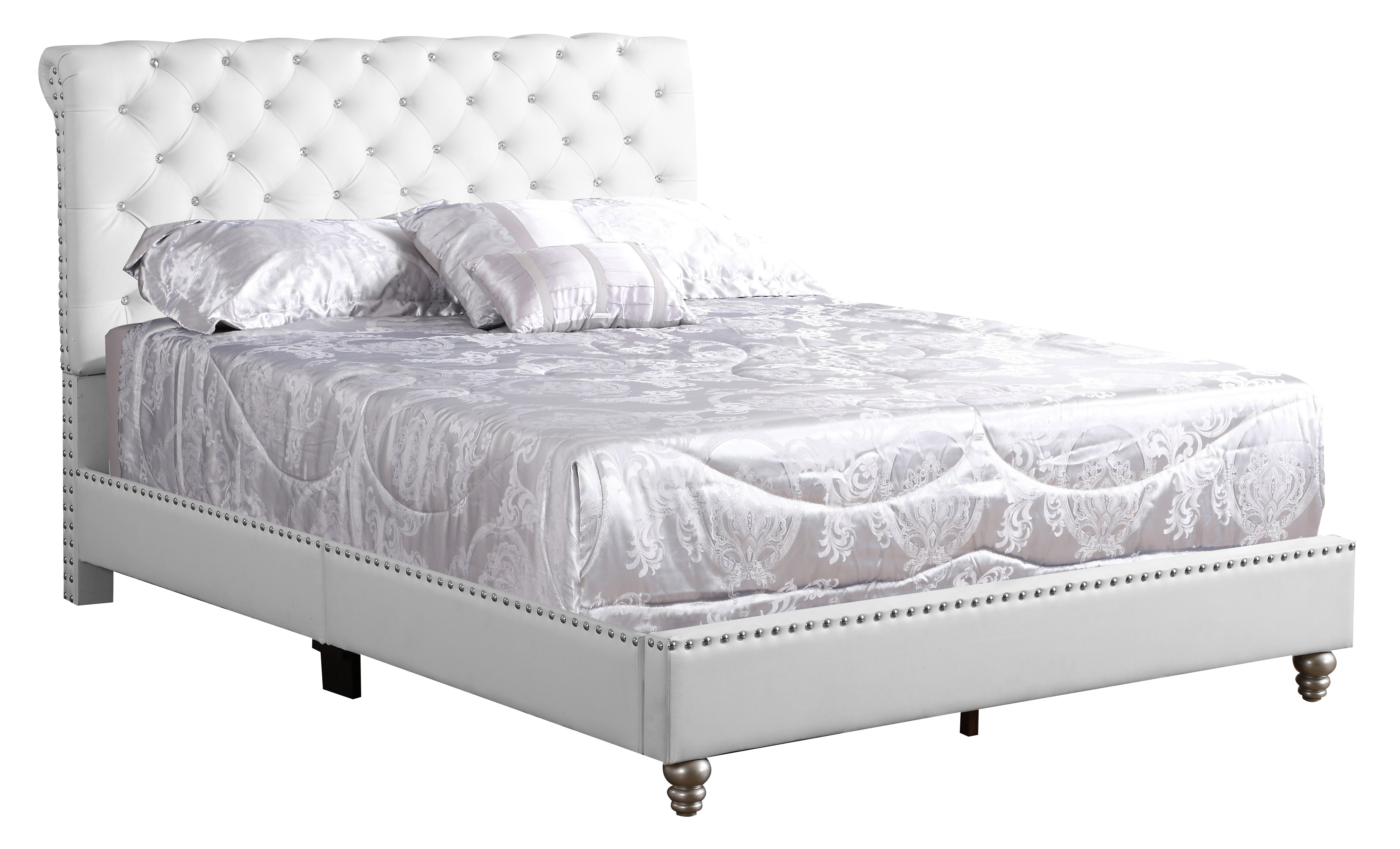 Glory Furniture Maxx G1938-KB-UP Tufted Upholstered Bed , WHITE