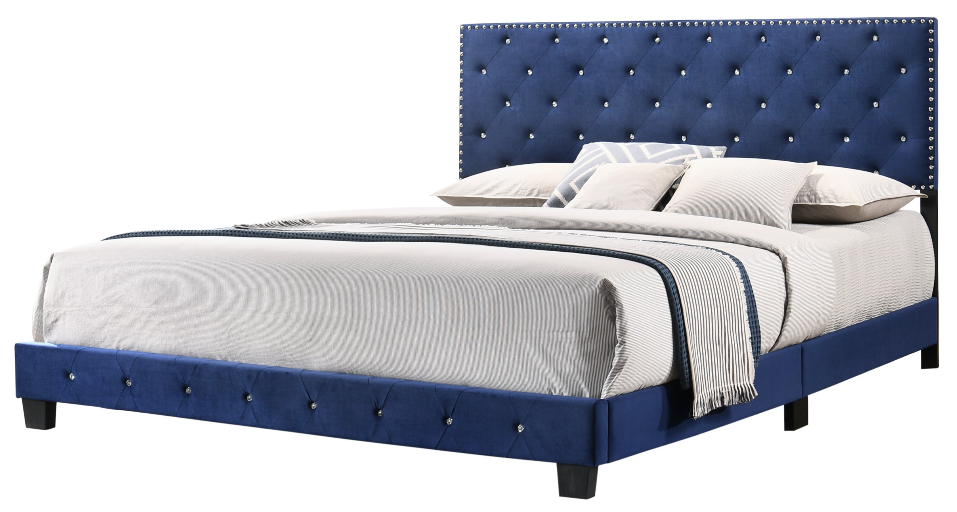 Glory Furniture Suffolk G1405-KB-UP King Bed , NAVY BLUE