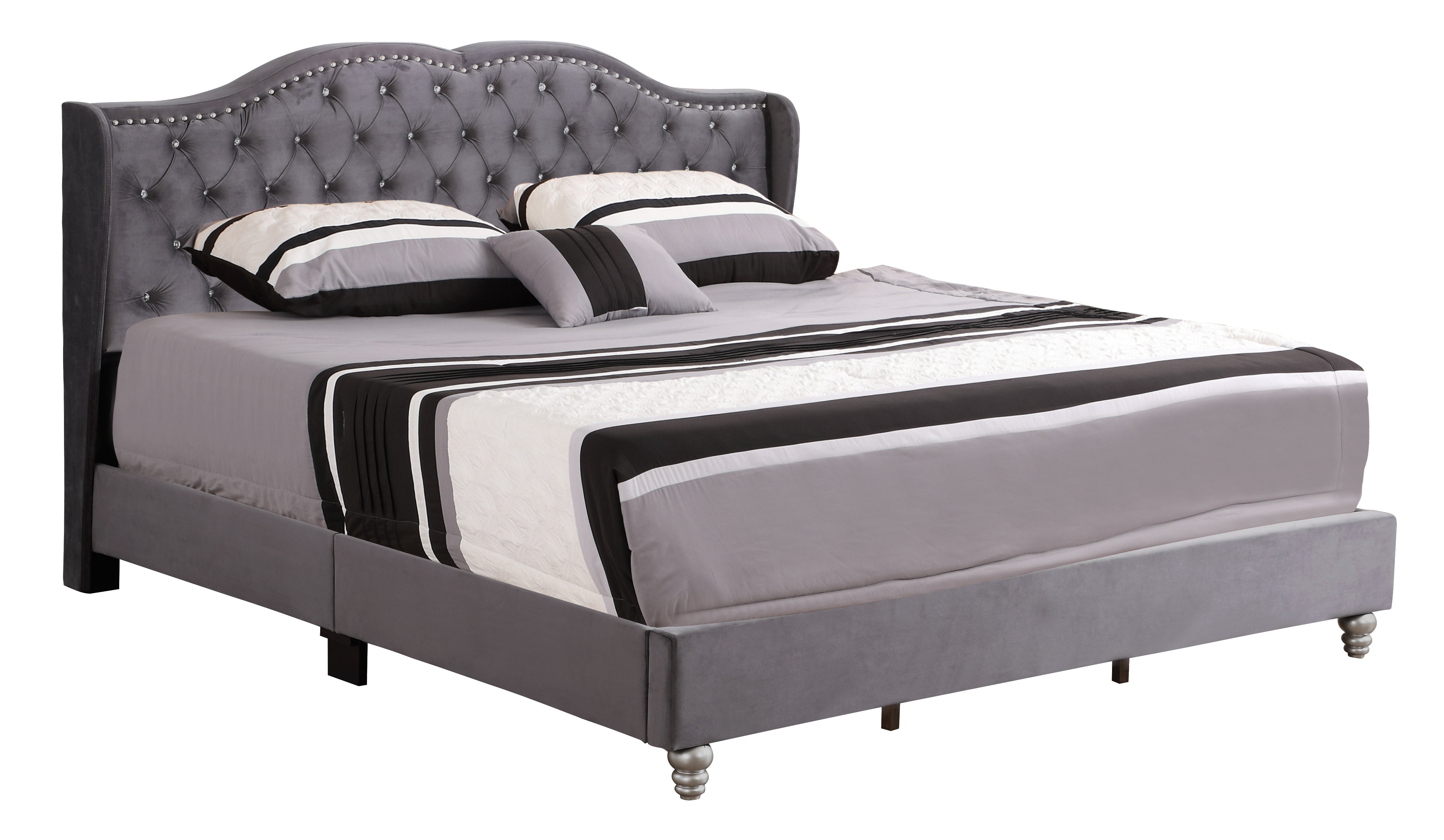 Glory Furniture Joy G1931-KB-UP King Upholstered Bed , GRAY