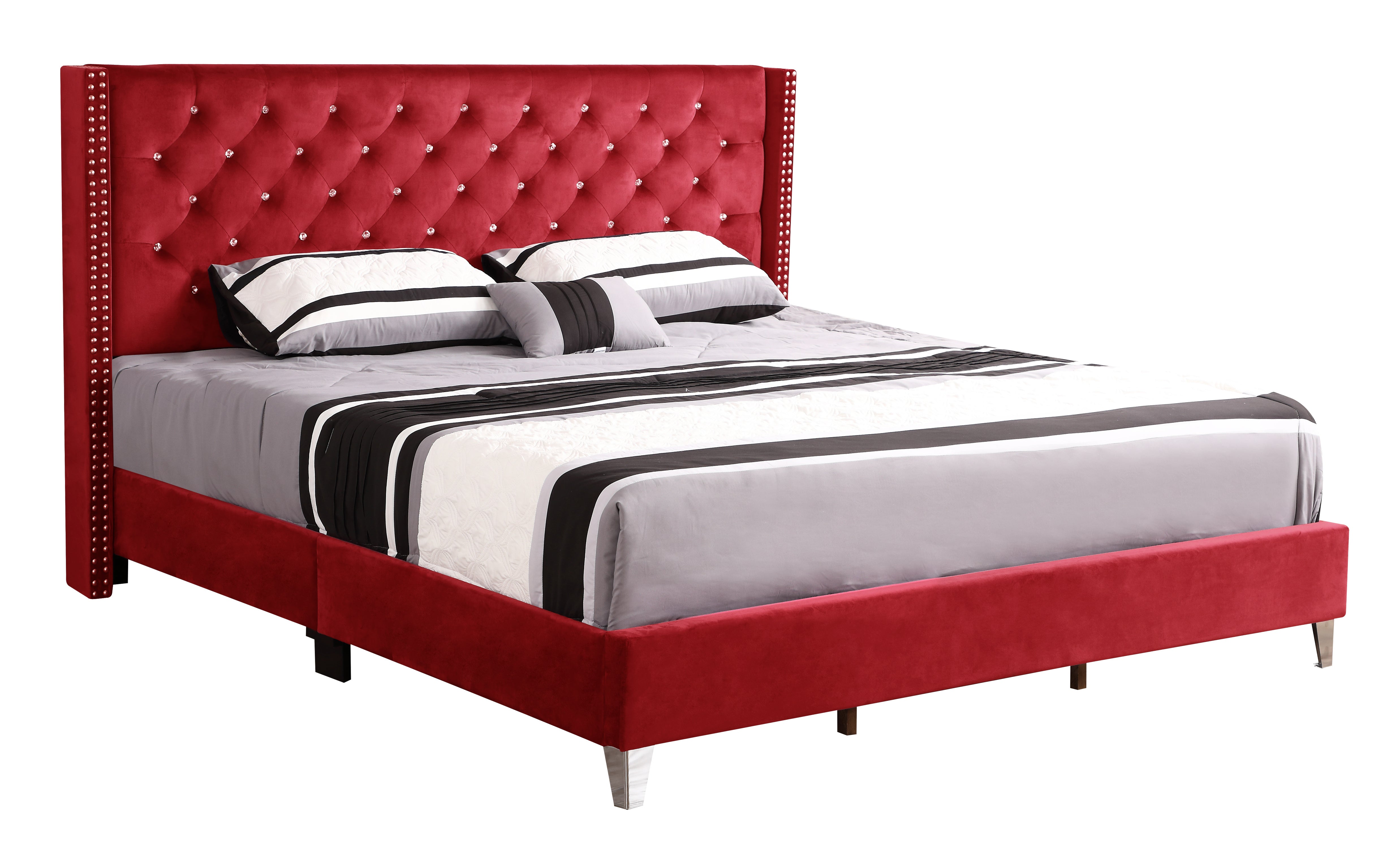 Glory Furniture Julie G1922-KB-UP King Upholstered Bed , CHERRY