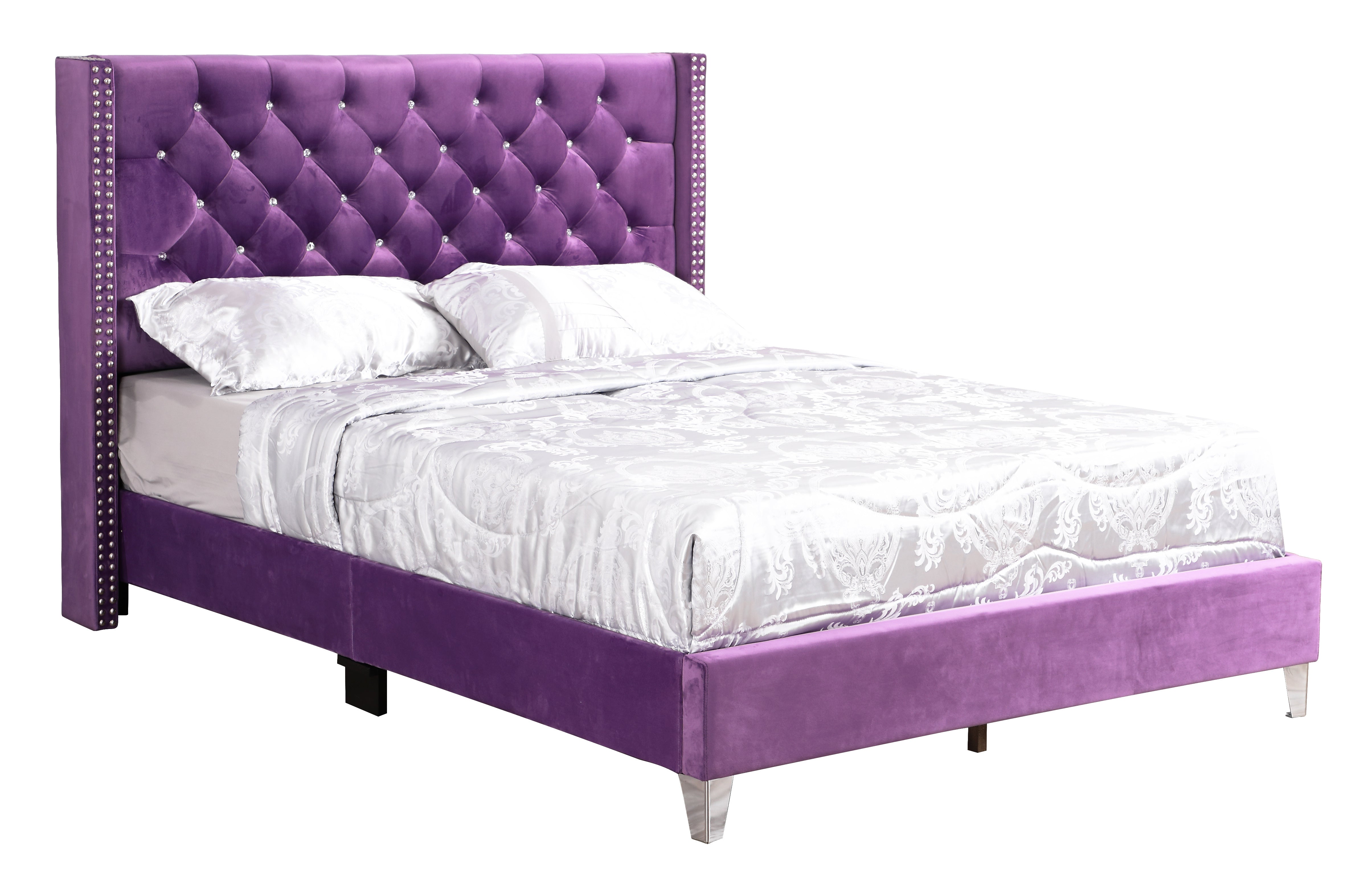 Glory Furniture Julie G1921-QB-UP Queen Upholstered Bed , PURPLE