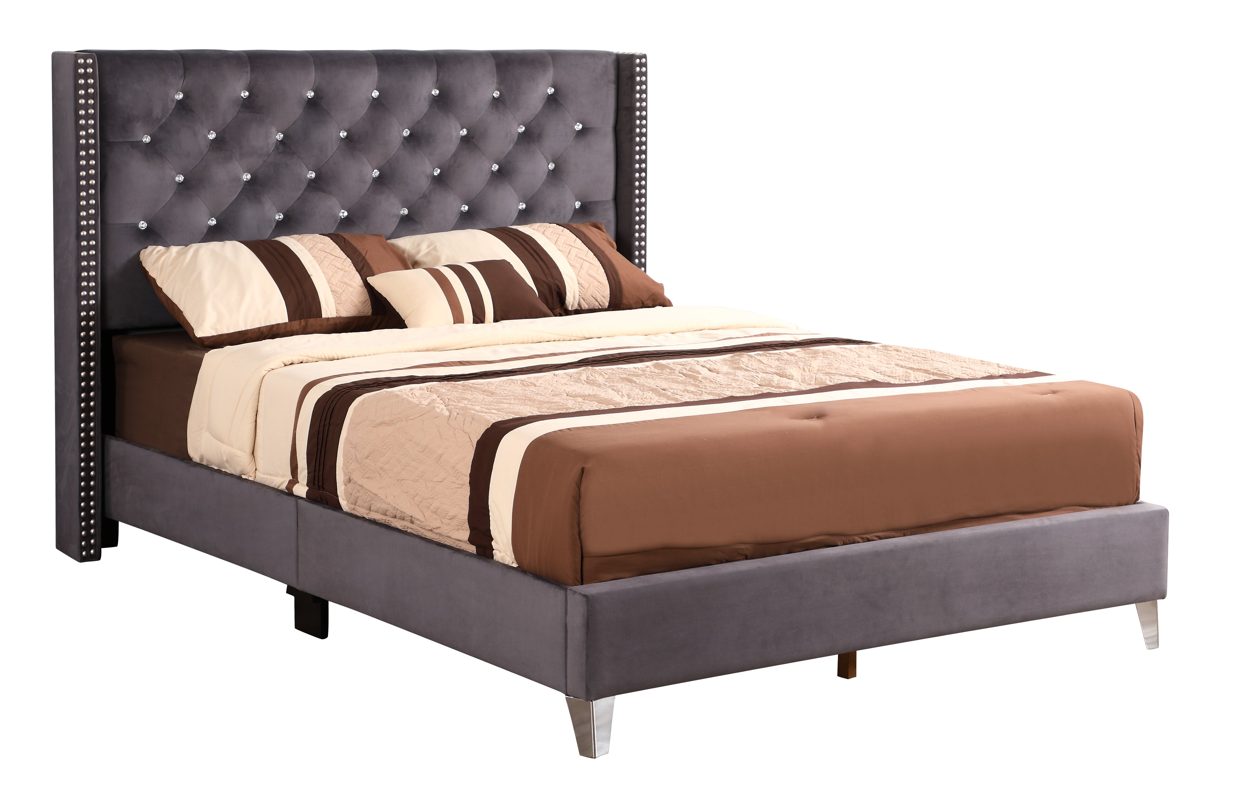 Glory Furniture Julie G1920-QB-UP Queen Upholstered Bed , GRAY