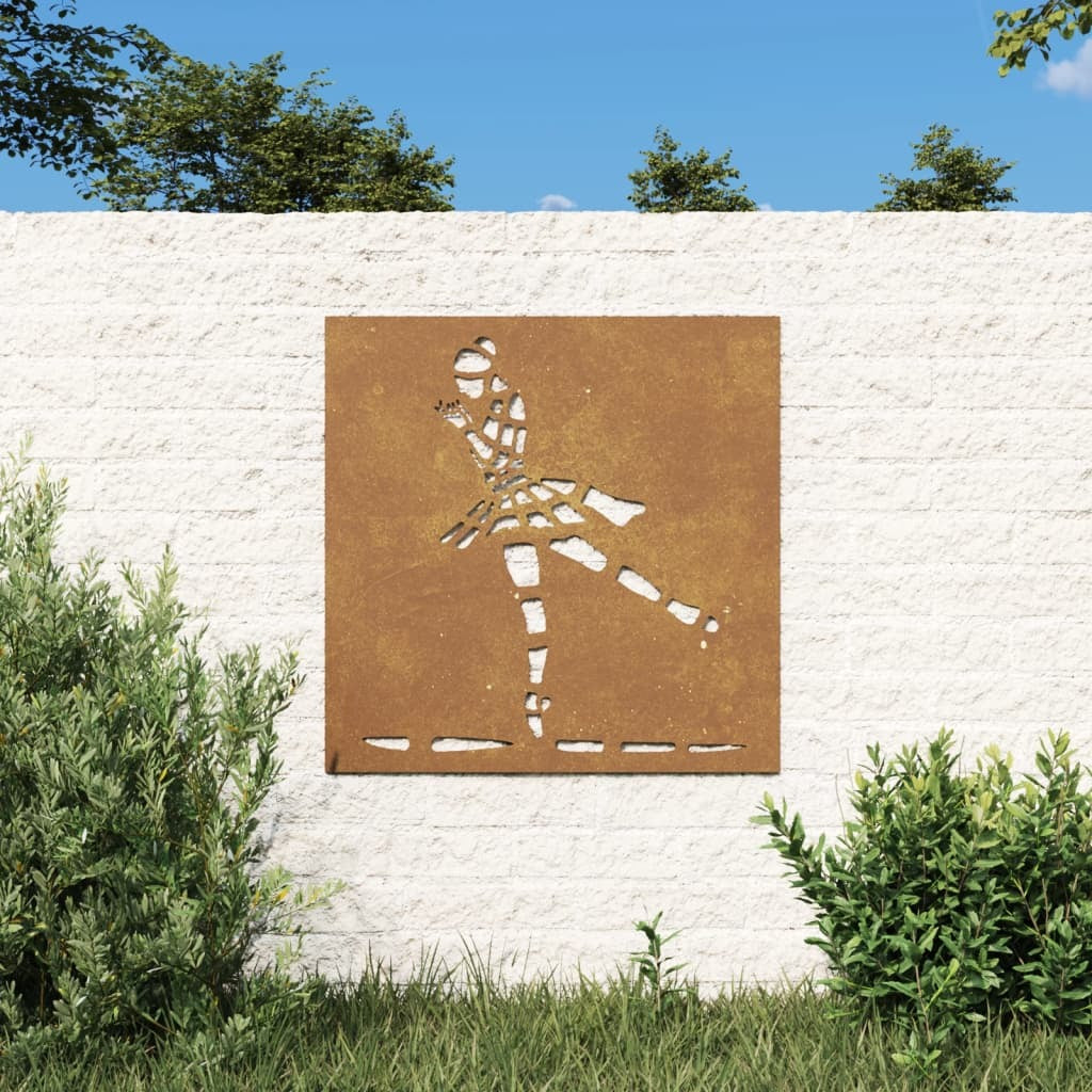 Patio Wall Decoration 21.7"x21.7" Corten Steel Ballet Dancer Design