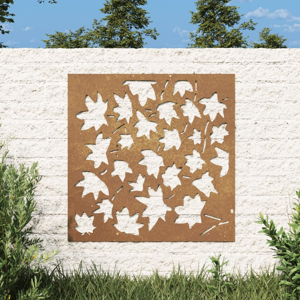 Patio Wall Decoration 21.7"x21.7" Corten Steel Maple Leaf Design