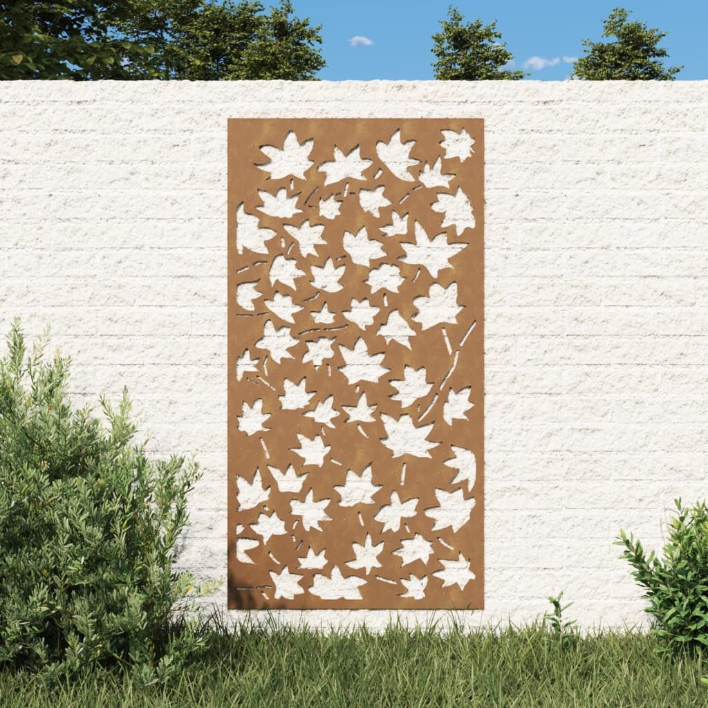 Patio Wall Decoration 41.3"x21.7" Corten Steel Maple Leaf Design