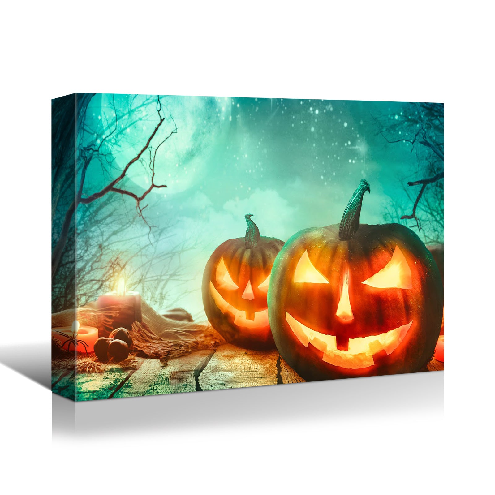 Drop-Shipping Framed Canvas Wall Art Decor Painting For Halloween,Scary Pumkin Jack-o-Lanterns Painting For Halloween Gift, Decoration For Halloween Office Living Room, Bedroom Decor-Ready To Hang