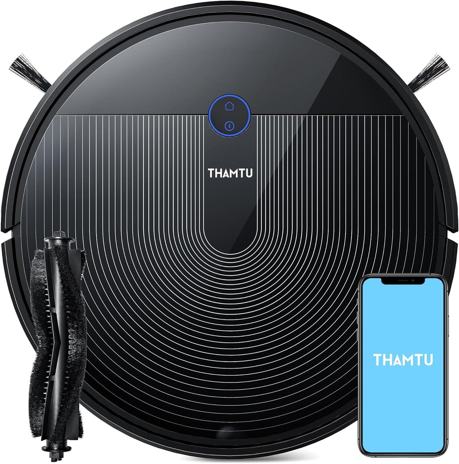 Thamtu G11 Max Robotic Vacuum Cleaner with Smart Dynamic Navigation, 2500Pa Suction Powerful Robot Vacuums, APP Control for Pet Hair, Hard Floor and Medium-Pile Carpet