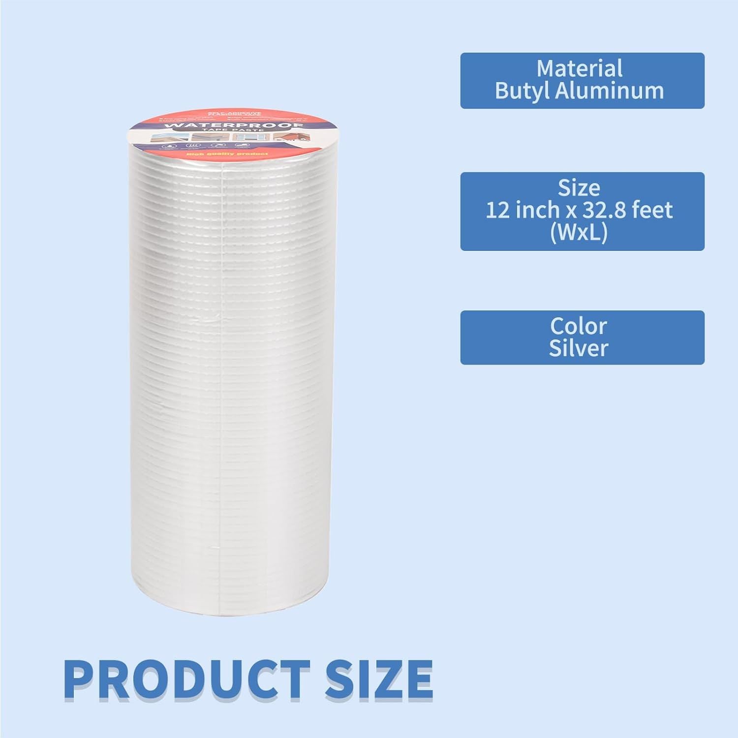 Waterproof Tape for Leaks Aluminum Butyl Tape with Adhesive for RV Repair, Glass Repairs, Air Mattress Patch, Window Caulking, Boat Sealing, Roof Patc