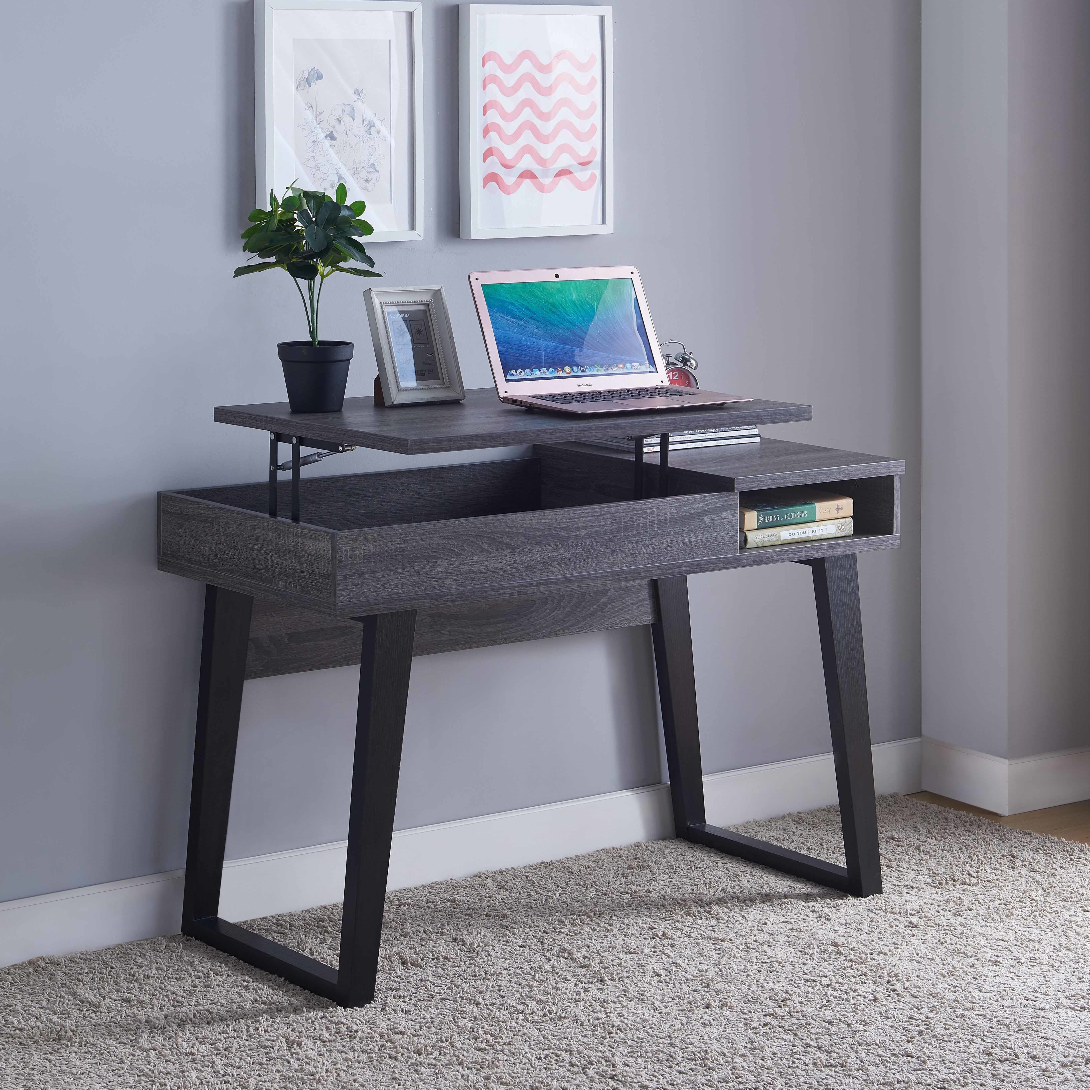 ID USA 192481 Desk Distressed Grey & Black