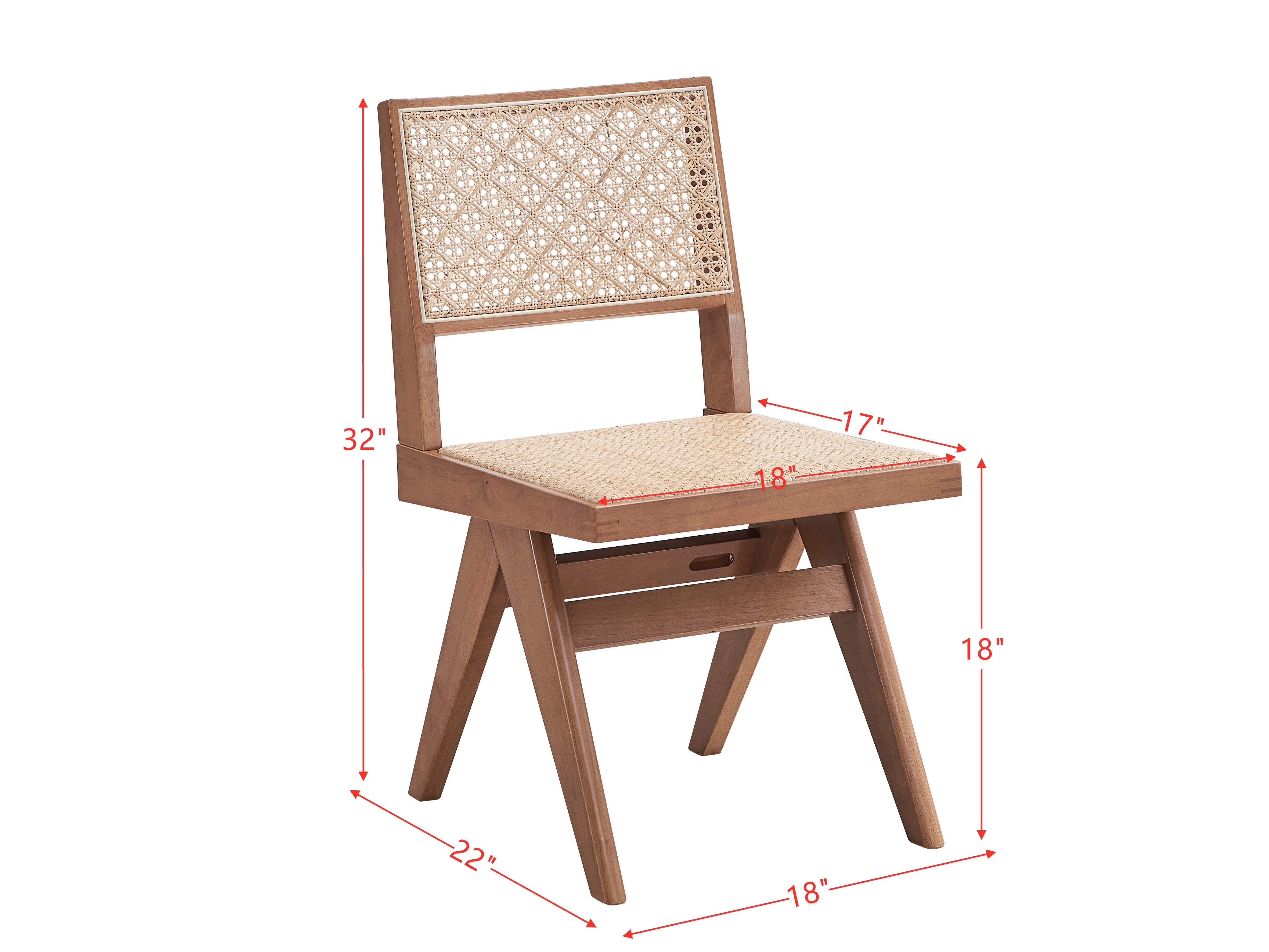 ACME Velentina Side Chair (Set-2), Rattan & Natural Finish DN02372