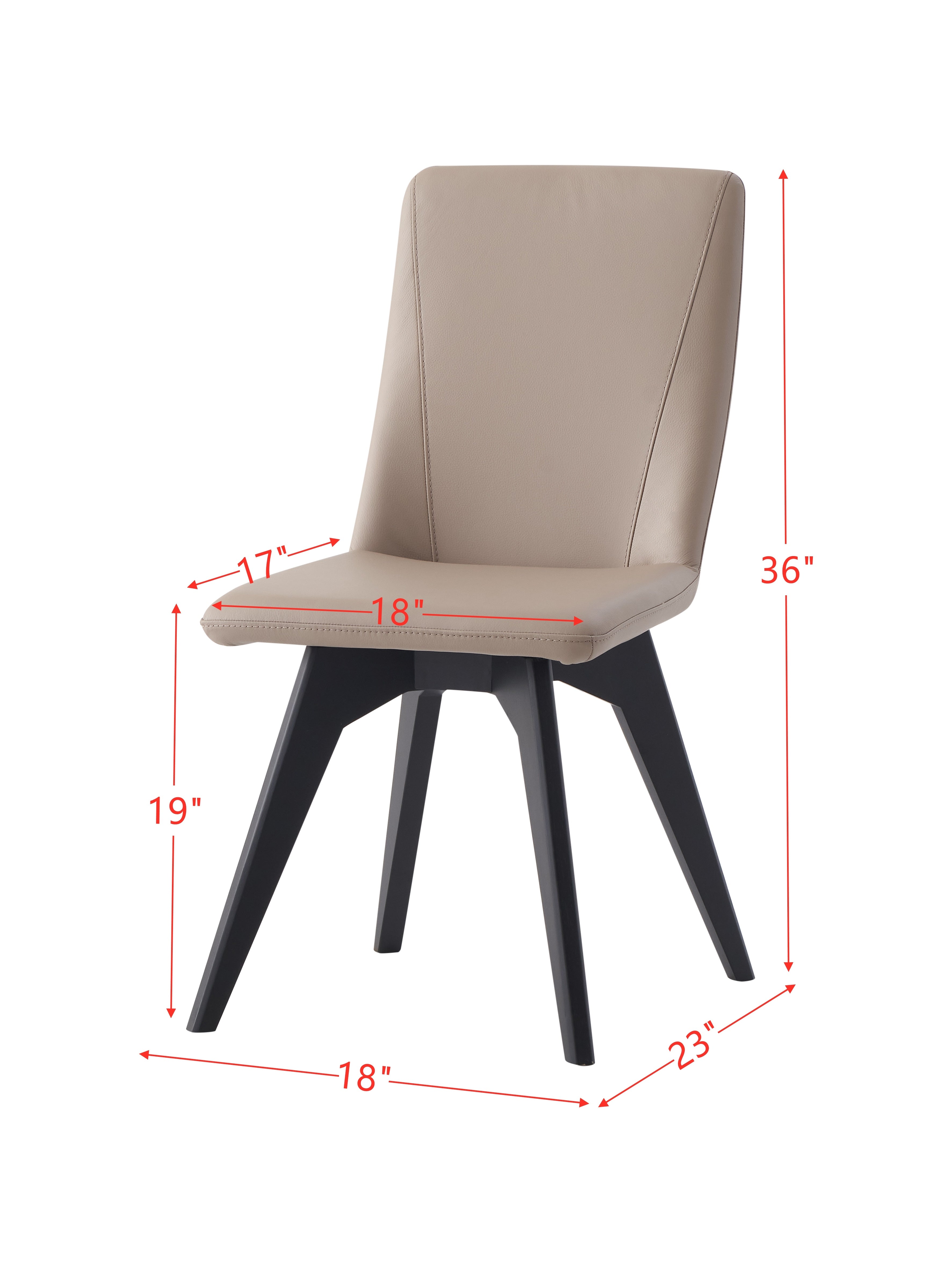 ACME Redmond Side Chair (Set-2), Khaki Leather & Black Finish DN02399