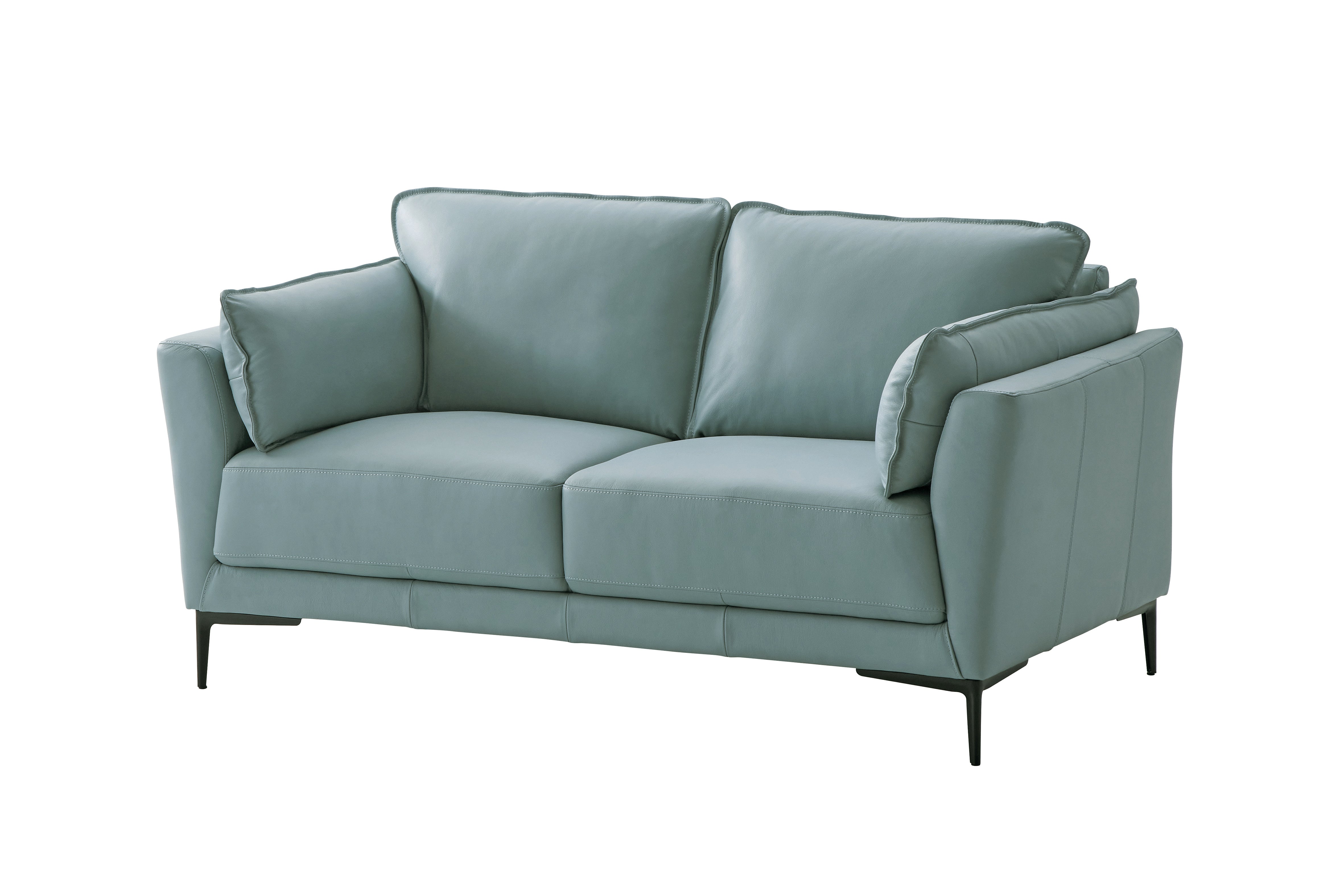 ACME Mesut Loveseat, Light Blue Top Grain Leather & Black Finish LV02388