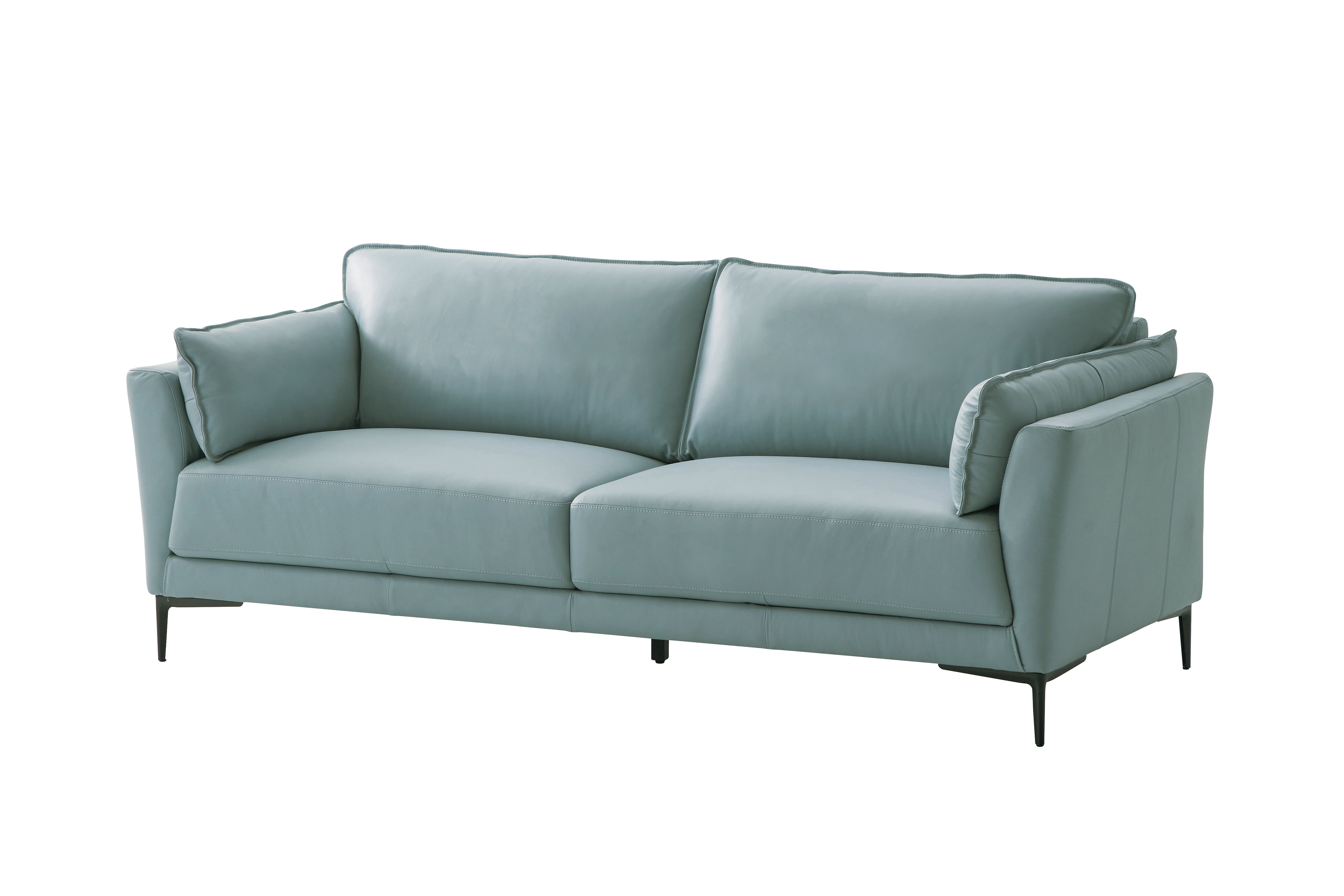 ACME Mesut Sofa, Light Blue Top Grain Leather & Black Finish LV02387