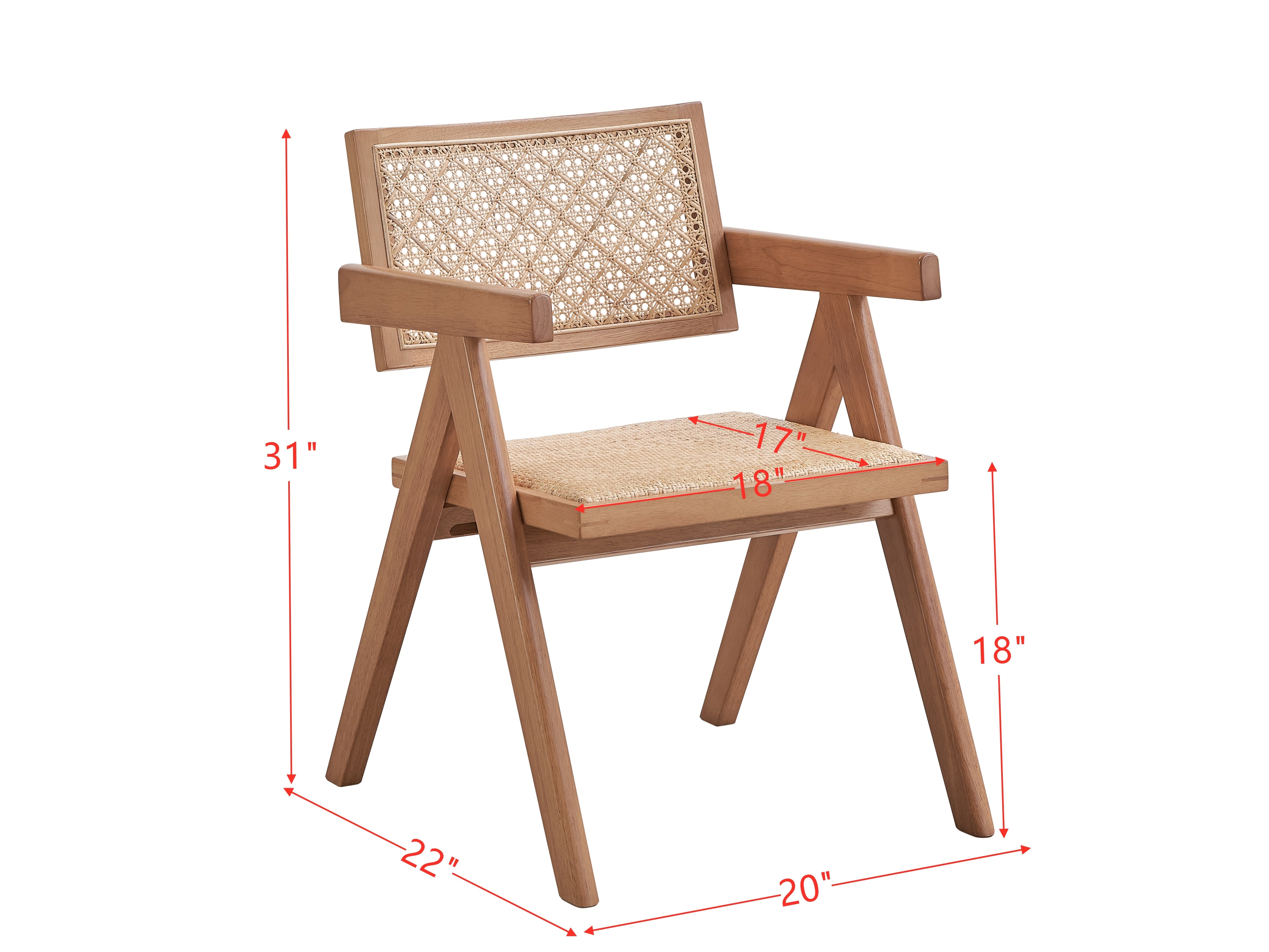 ACME Velentina Arm Chair (Set-2), Rattan & Natural Finish DN02373