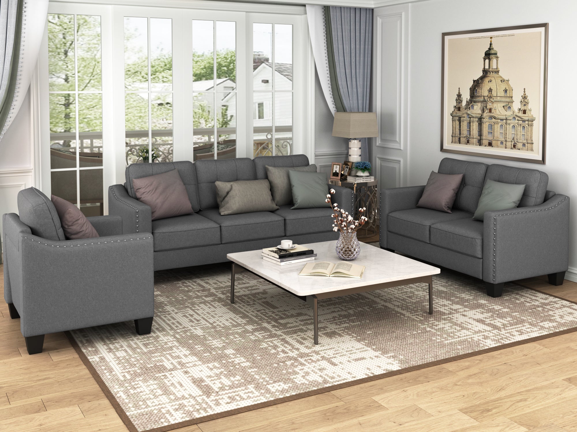 [NOT FOE SALE!!!]U_STYLE 3 Piece Living Room Set with tufted cushions.