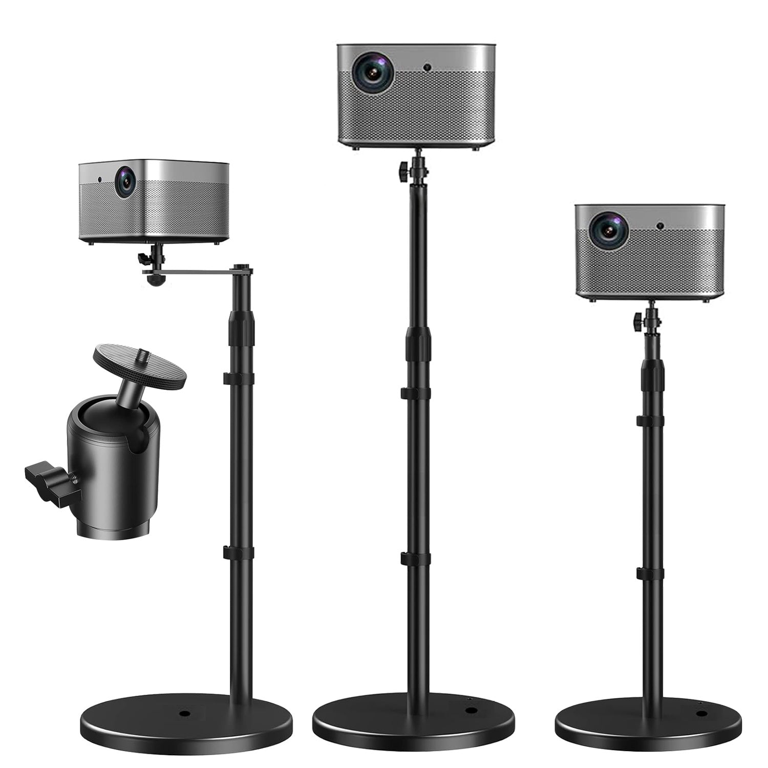 Projector Stand Height adjustable 28"-52" Tall Floor Stands w 3 Mounting Options 360° Rotatable Ball Head Heavy Duty Multipurpose Soporte Para Proyector for Home Office 5 Core PS FLR RB BLK