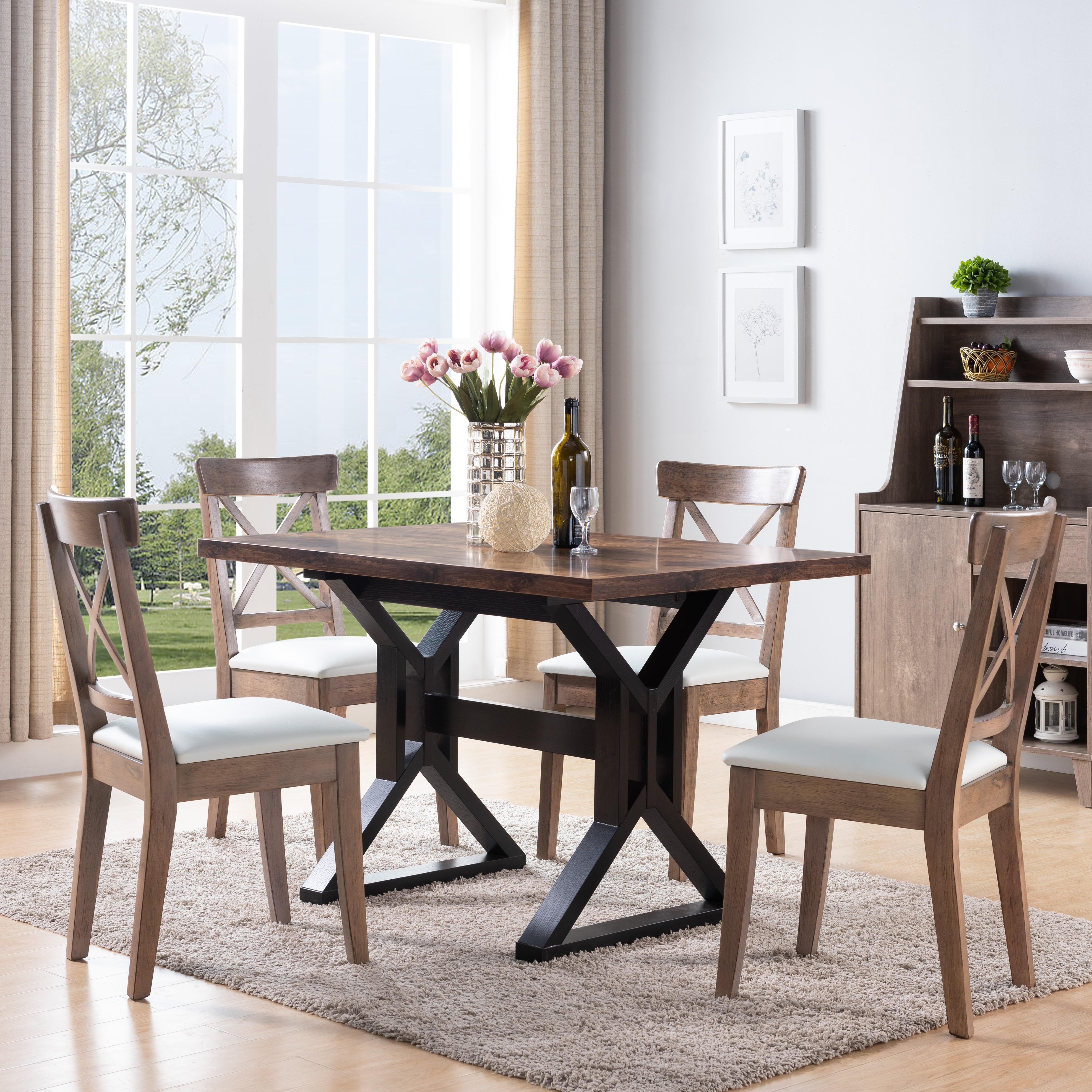 ID USA 172218 Dining Table Distressed Wood & Black