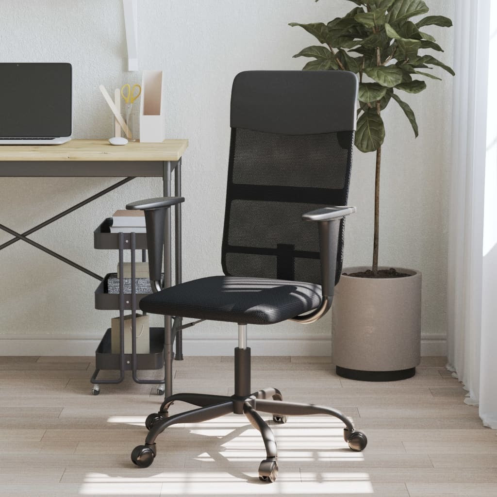 Office Chair Black Mesh Fabric and Faux Leather