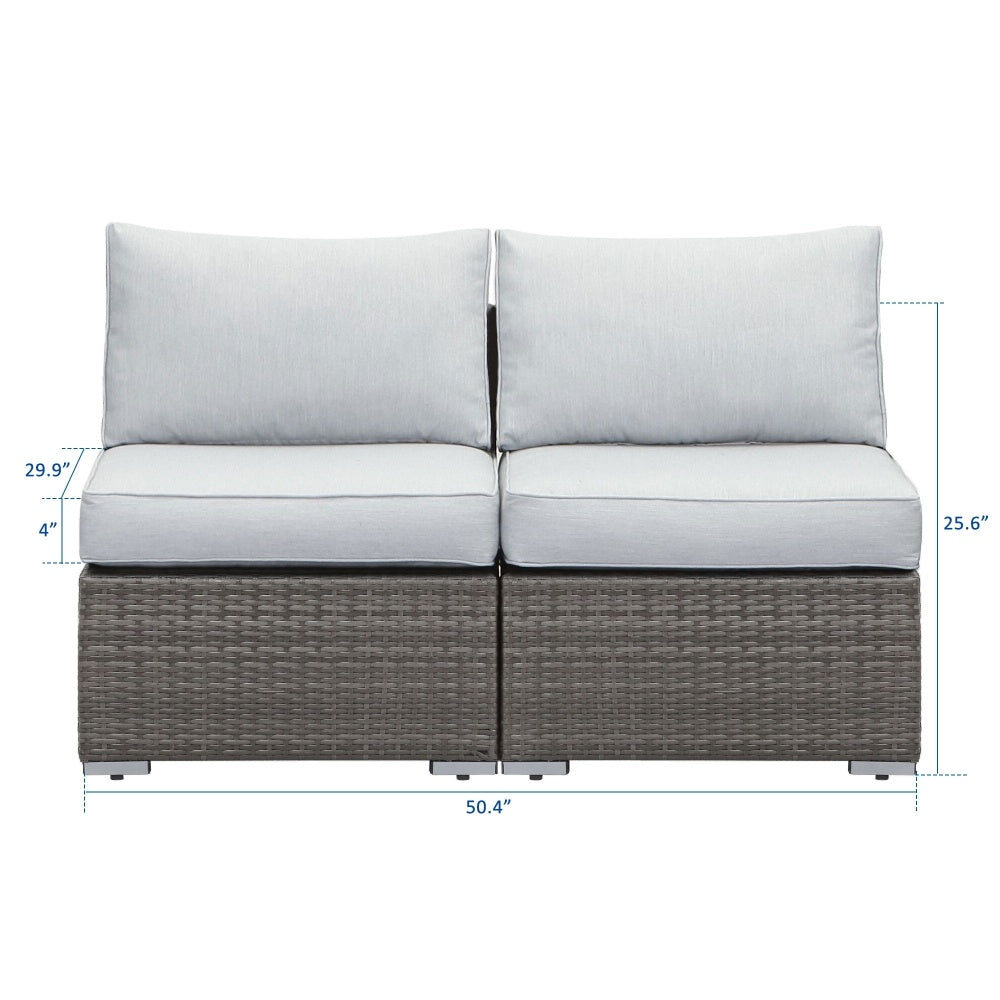 Rattan Durable Couch Wicker Armless Light Gray Couch Sofa For Office Furniture Patio Outdoor