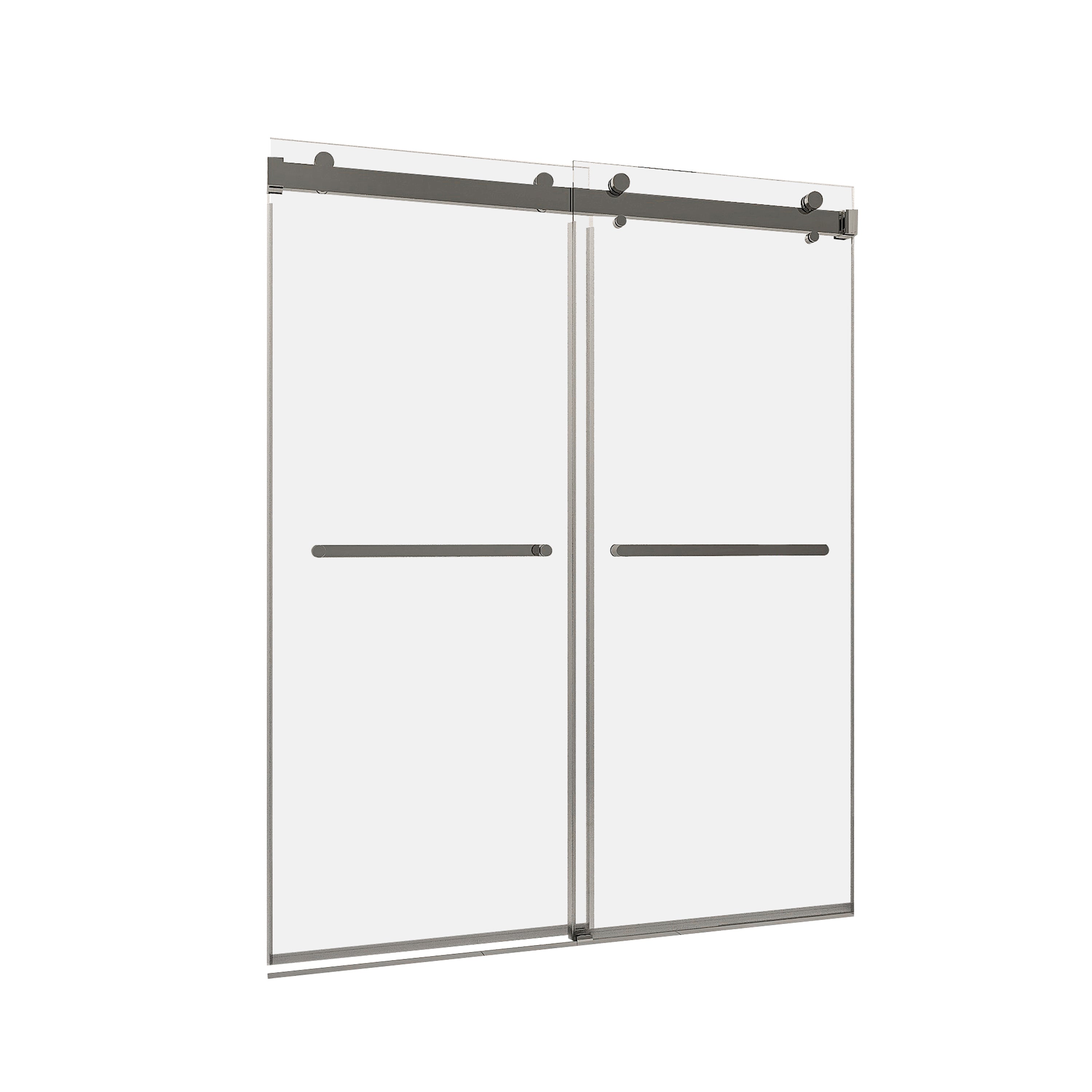 59''×76'' Size 10mm Glass Brushed Nickel Color With Double Door Modern Style Bathroom Shower Door