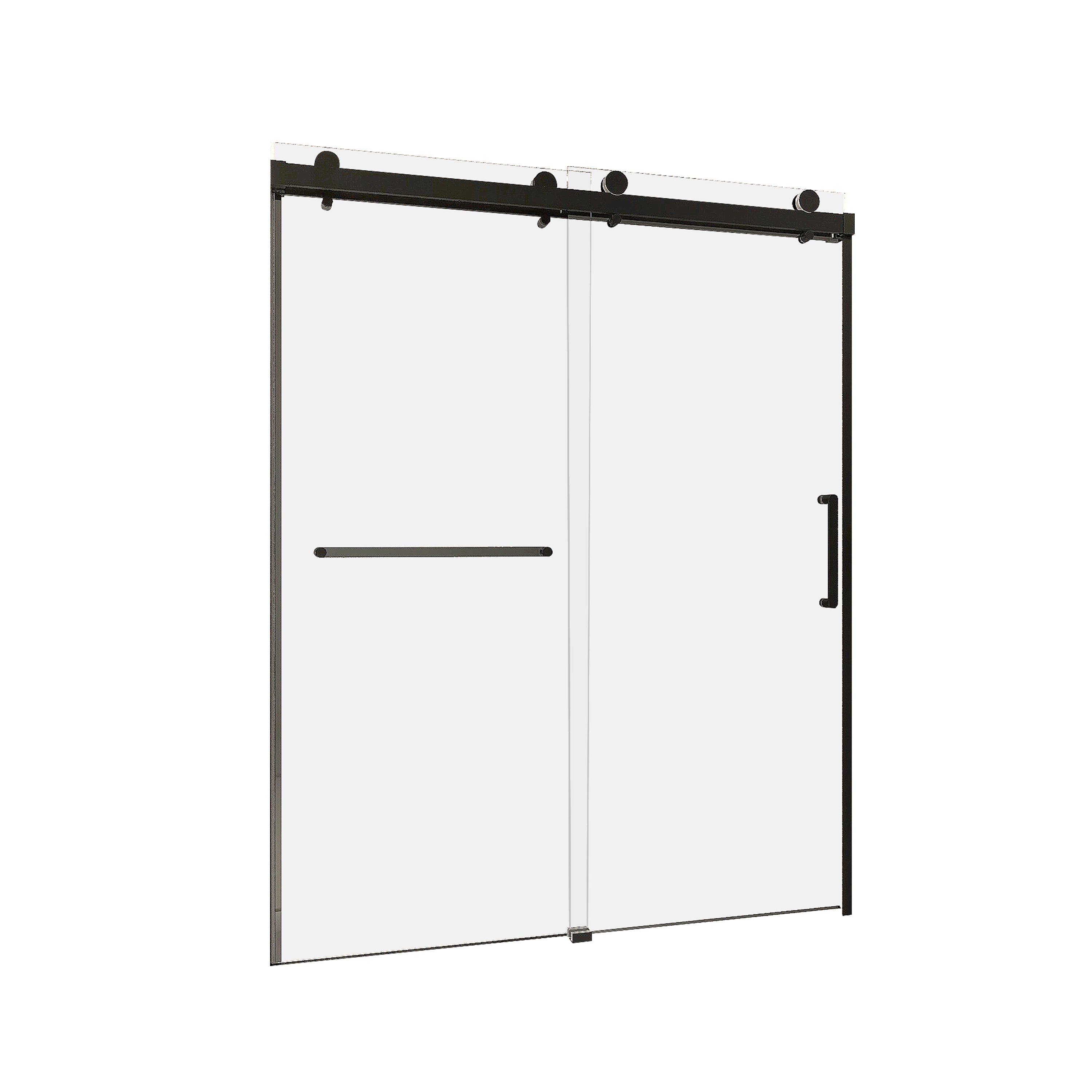 59''×76'' Size 10mm Glass Matte Black Color With Double Door Modern Style Bathroom Shower Door