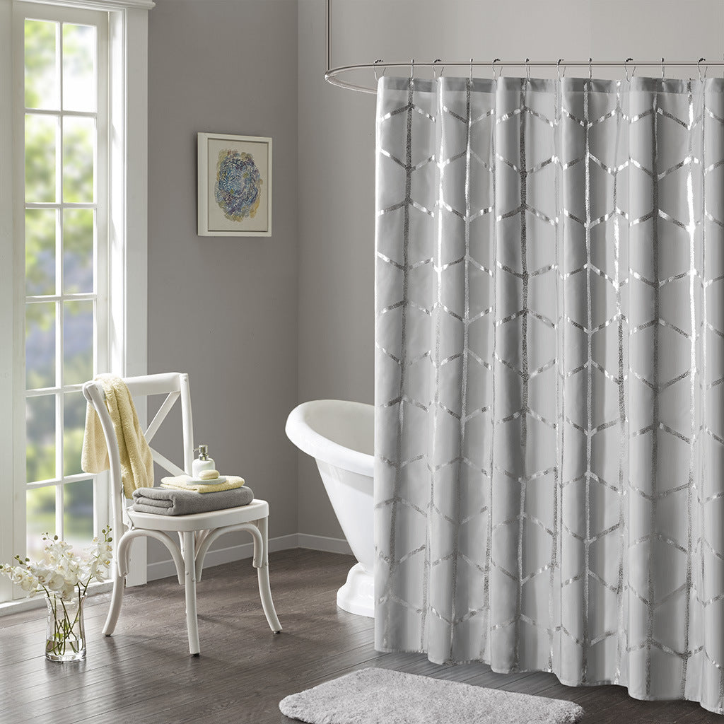 Printed Metallic Shower Curtain