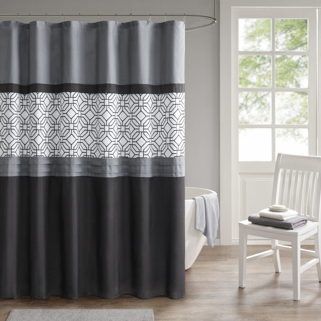 Embroidered and Pieced Shower Curtain