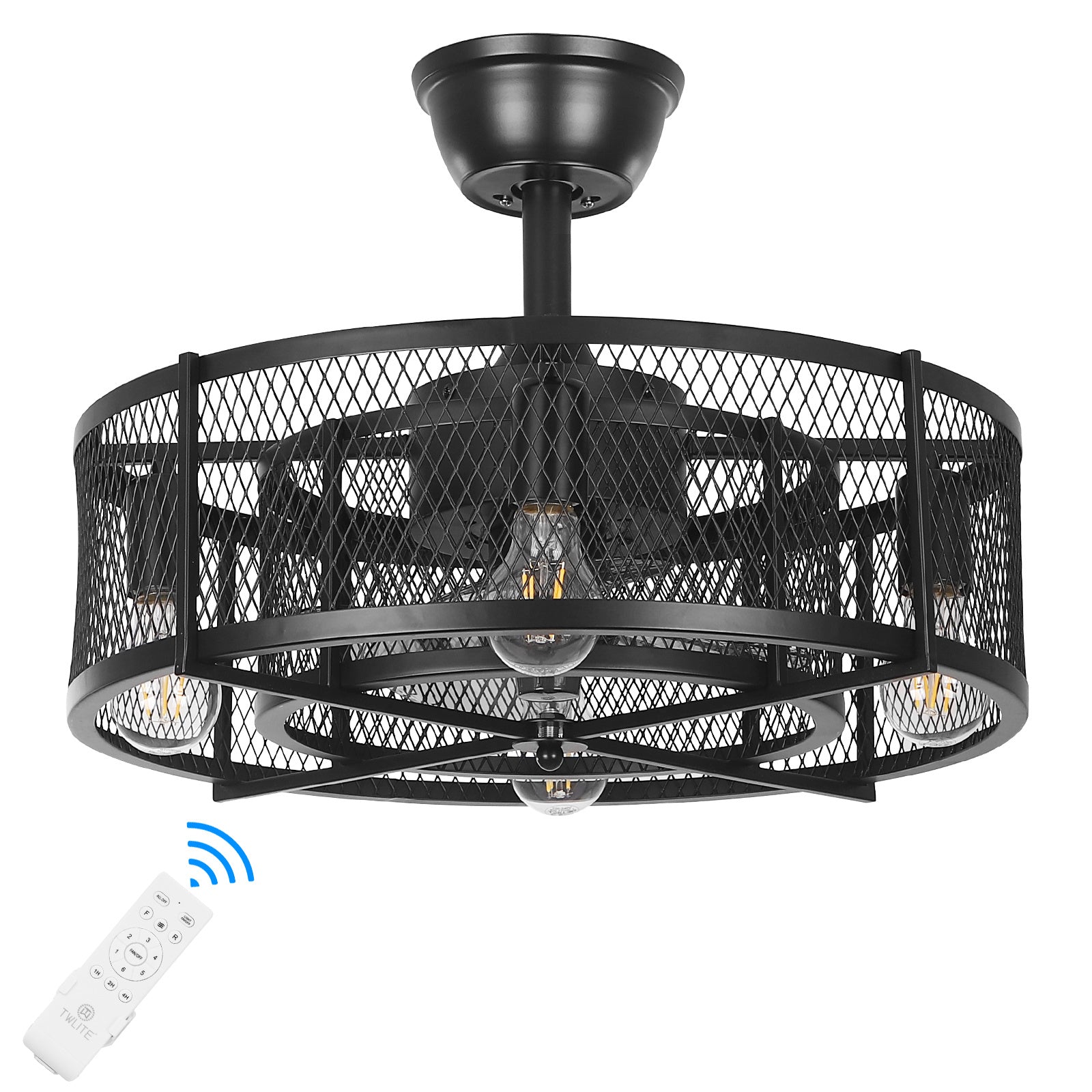 Modern Black Ceiling Fan with Remote Control - 6 Speeds, Reversible Blades, Quiet Motor - Perfect for Cooling and Comfort in Any Season