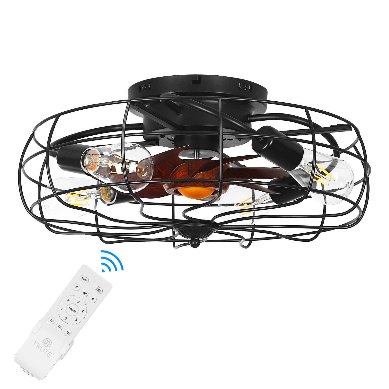 6-Speed Remote Control Ceiling Fan with Reversible Blades and Quiet Operation - Stylish, High-Quality Black Paint Finish - Suitable for Any Room