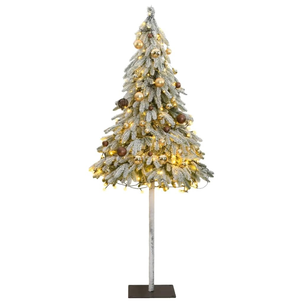 Artificial Christmas Tree 300 LEDs&Ball Set&Flocked Snow 82.7"