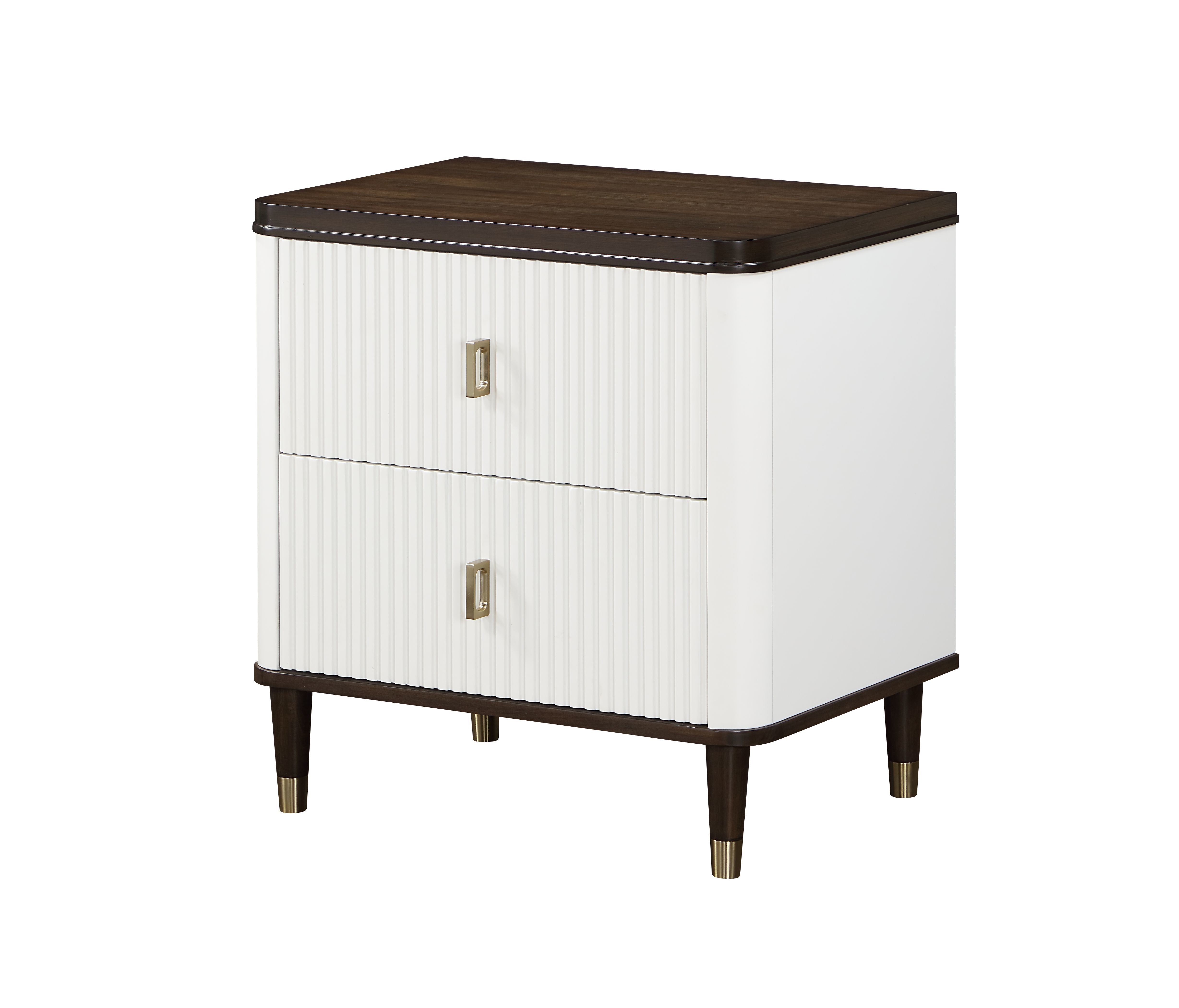 ACME Carena Nightstand w/USB, White & Brown Finish BD02028