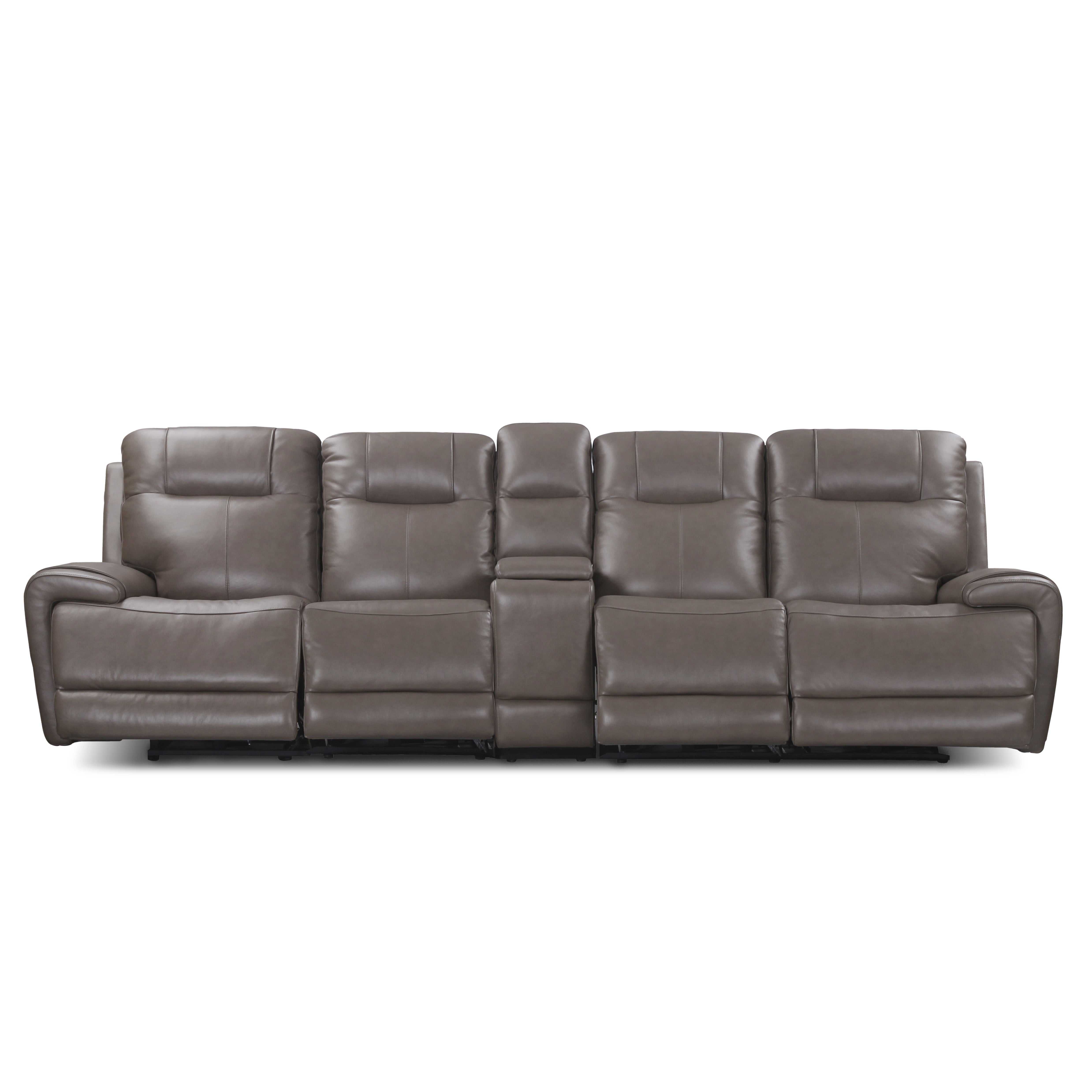 Trevor Triple 4 Seats Power Sofa With Console,Genuine Leather,Lumbar Support,Adjustable Headrest,USB & Type C Charge Port ,Middle Armless Chair With Triple Power Control