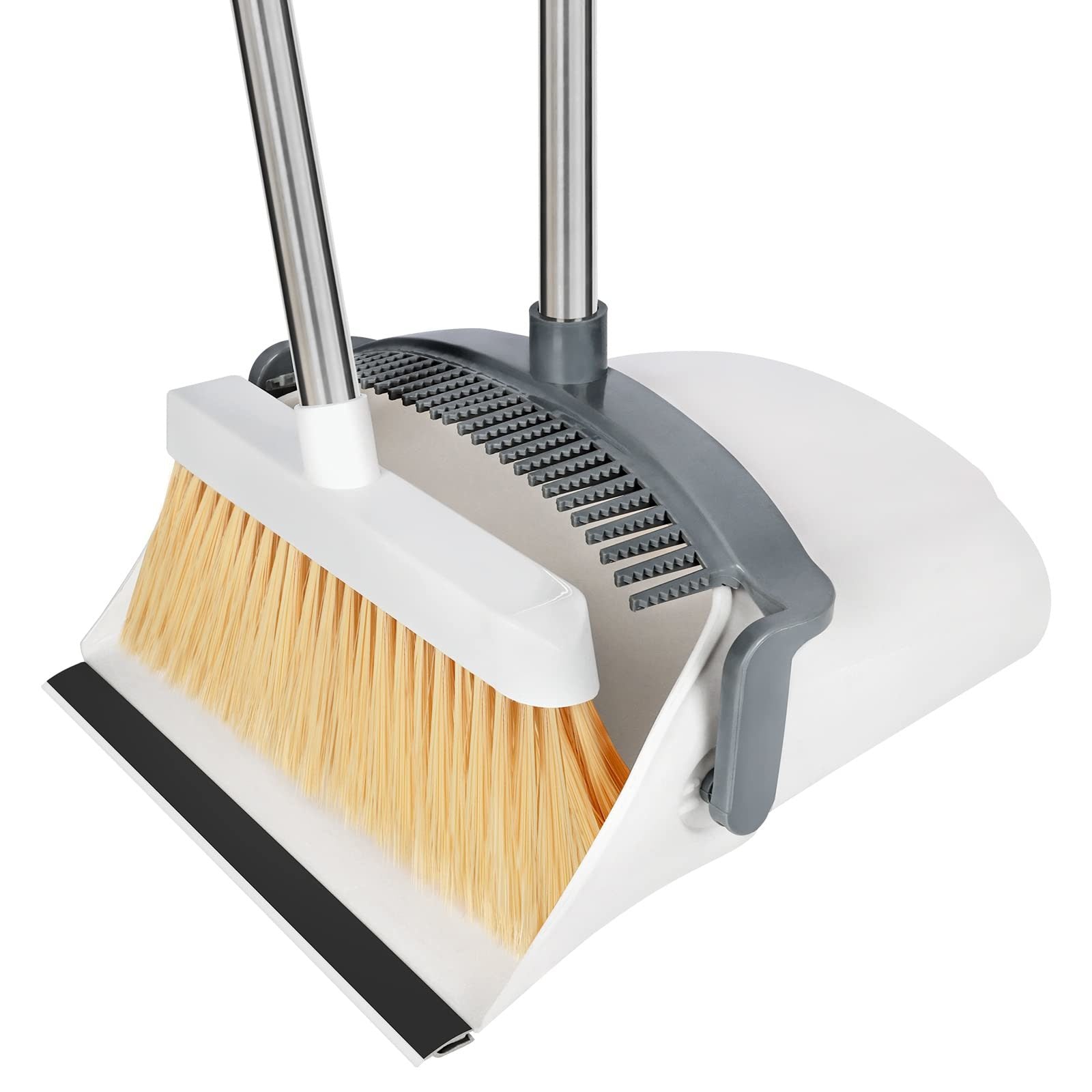 Broom and Dustpan Set for Home/Dustpan and Broom Combo Set,Standing Dustpan Dust Pan with Long Handle 45" for Home Kitchen Room Office Lobby Indoor Outdoor Floor Cleaning