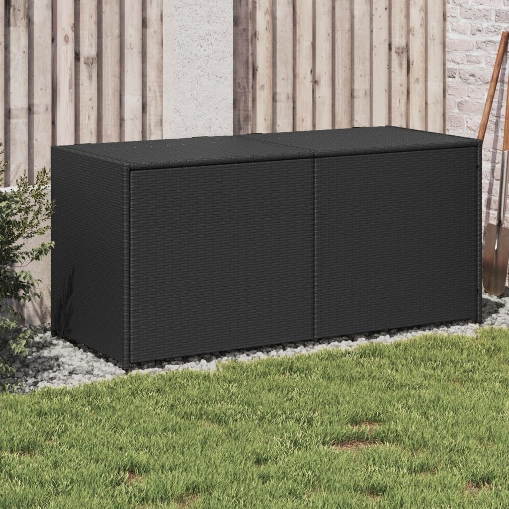 Garden Storage Box Black 74.8 Gal Poly Rattan