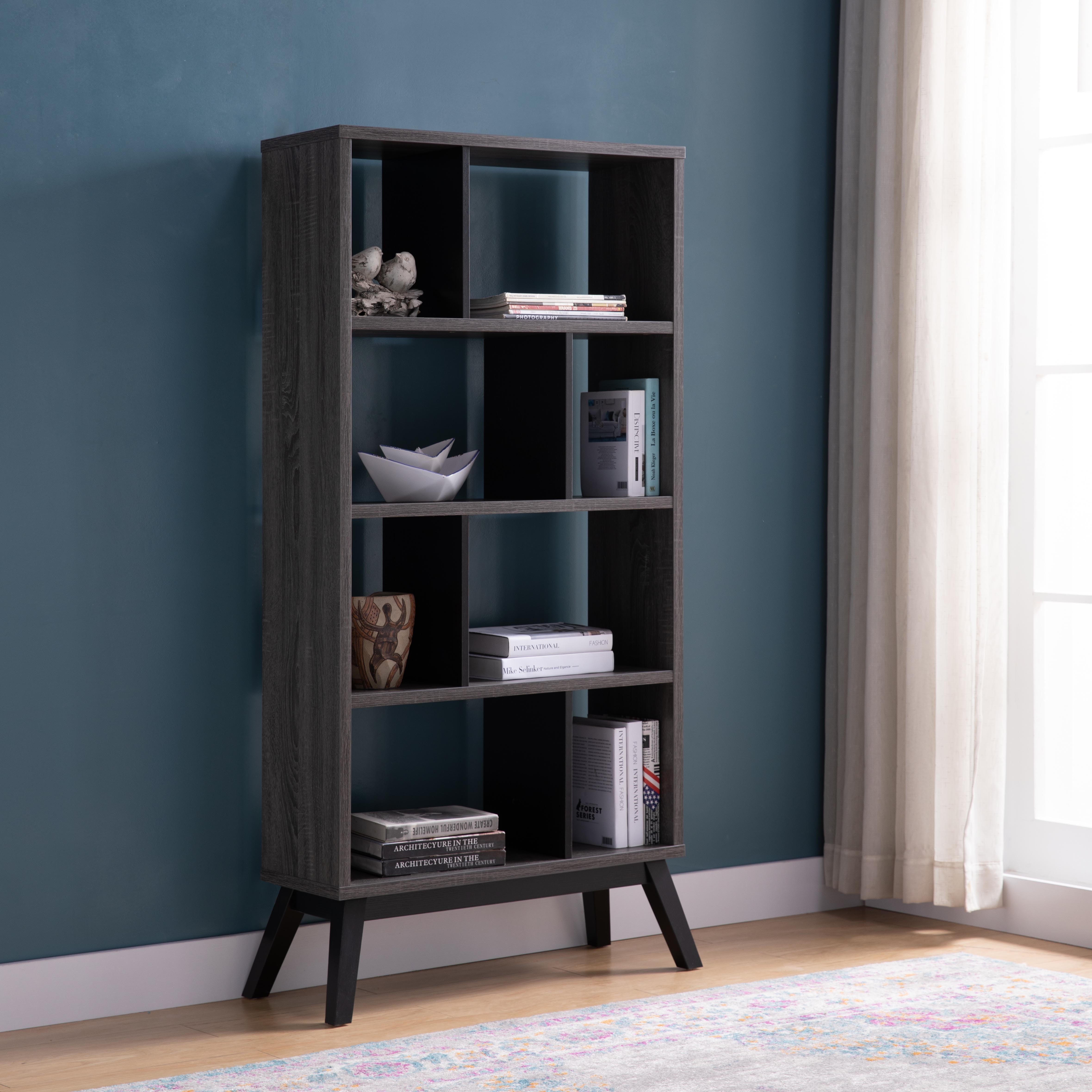 ID USA 223070 Bookcase Distressed Grey & Black