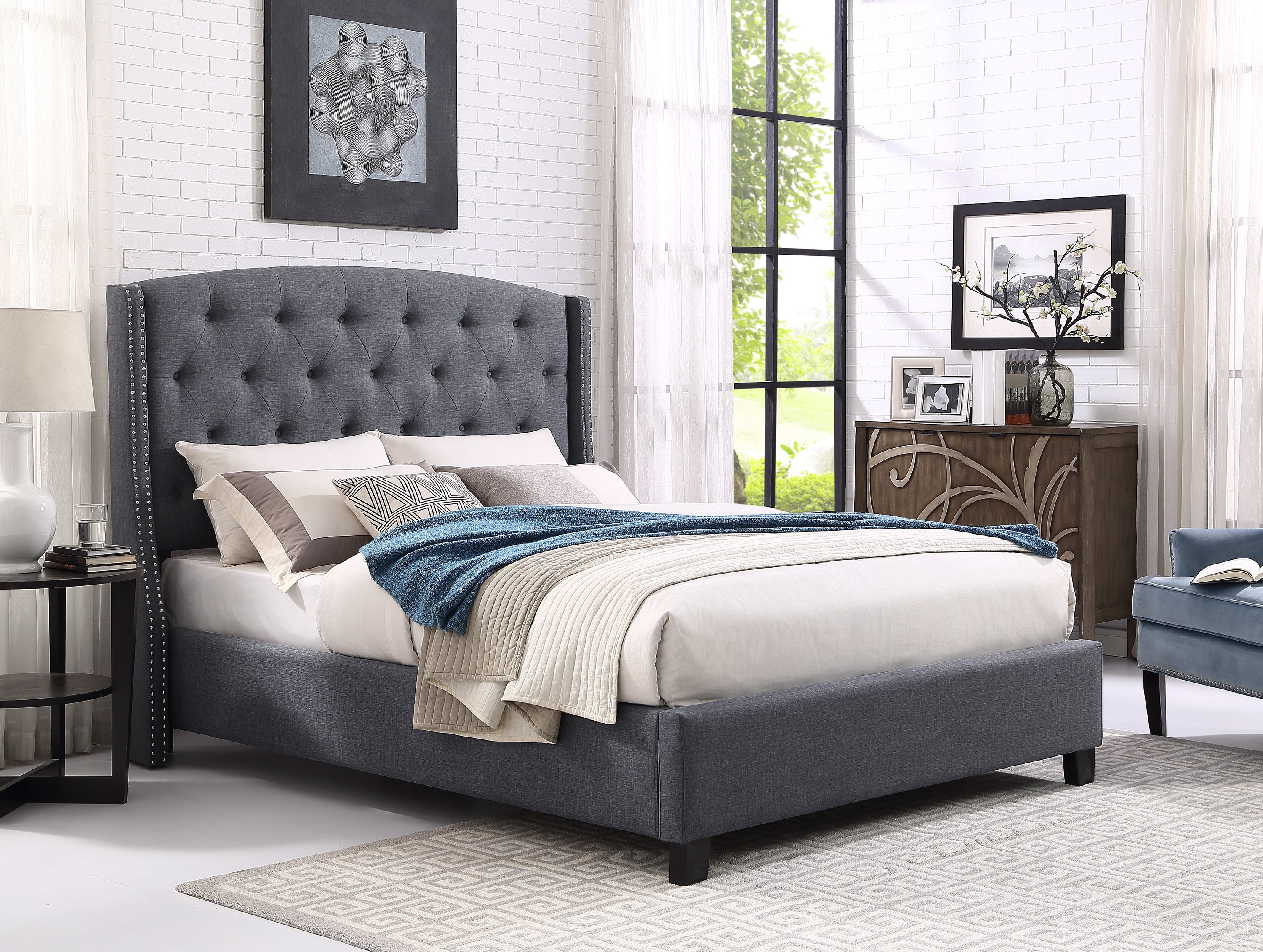 Eva - King Headboard, Footboard - Gray