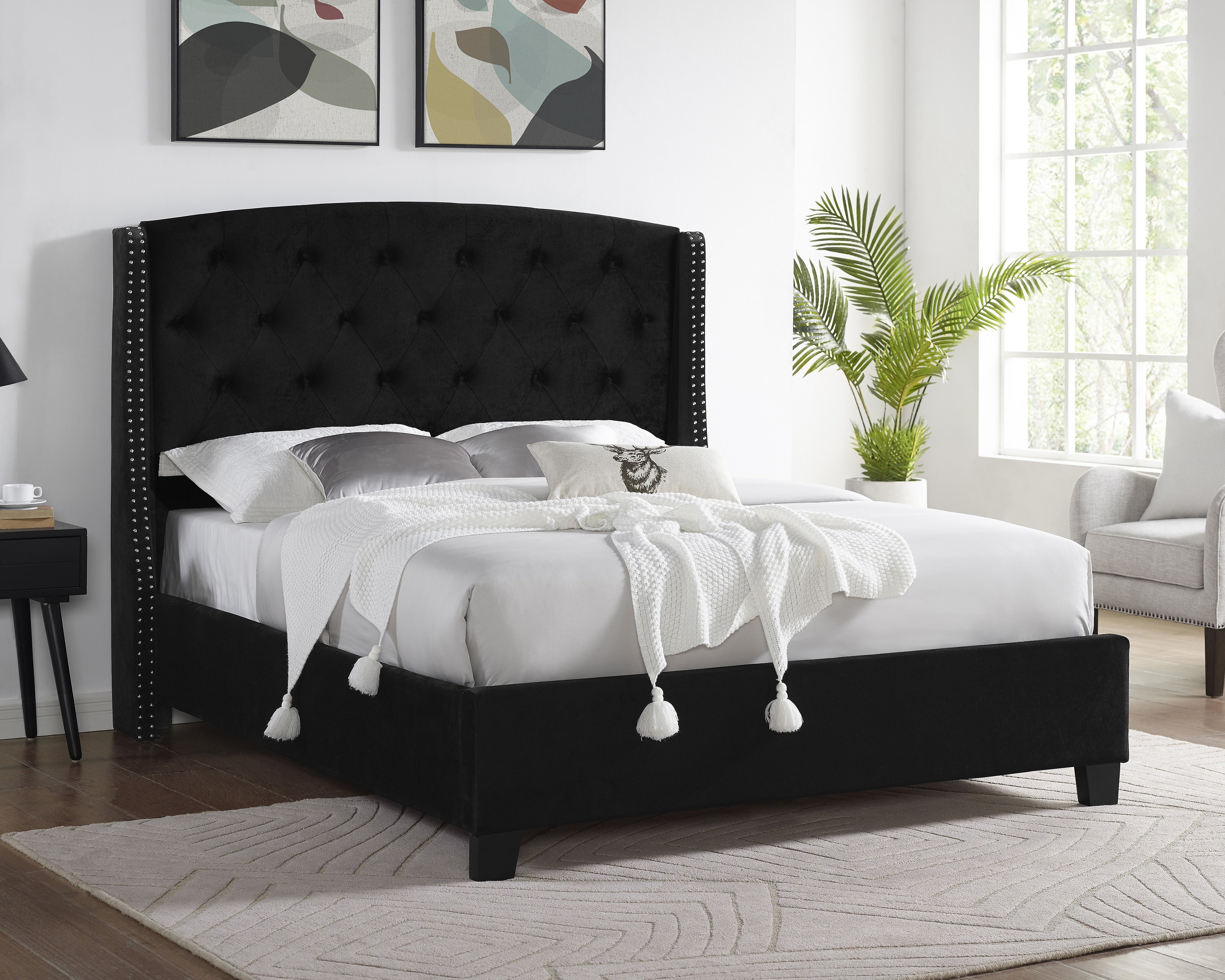 Eva - King Headboard, Footboard - Black