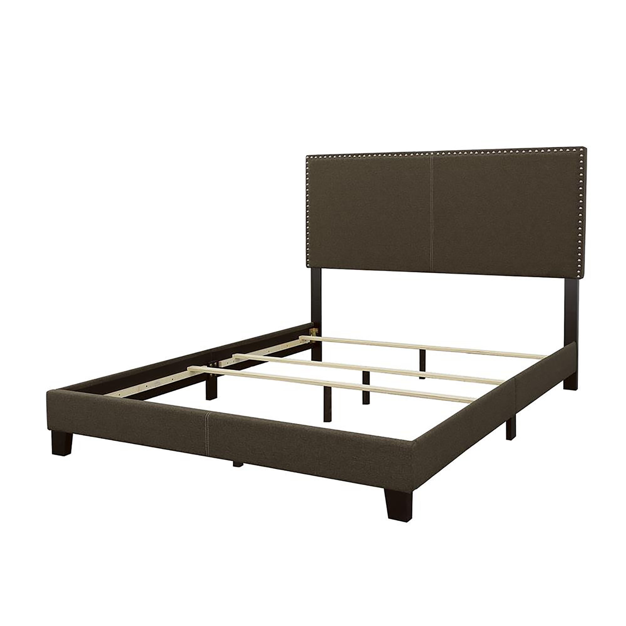 Charcoal Queen Bed with Nailhead Trim